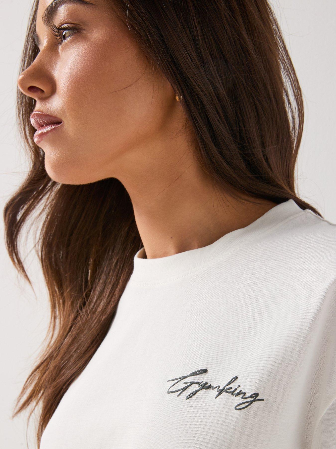 Image 6 of 6 of Gym King Womens Script Mindset BF T-Shirt - Cream