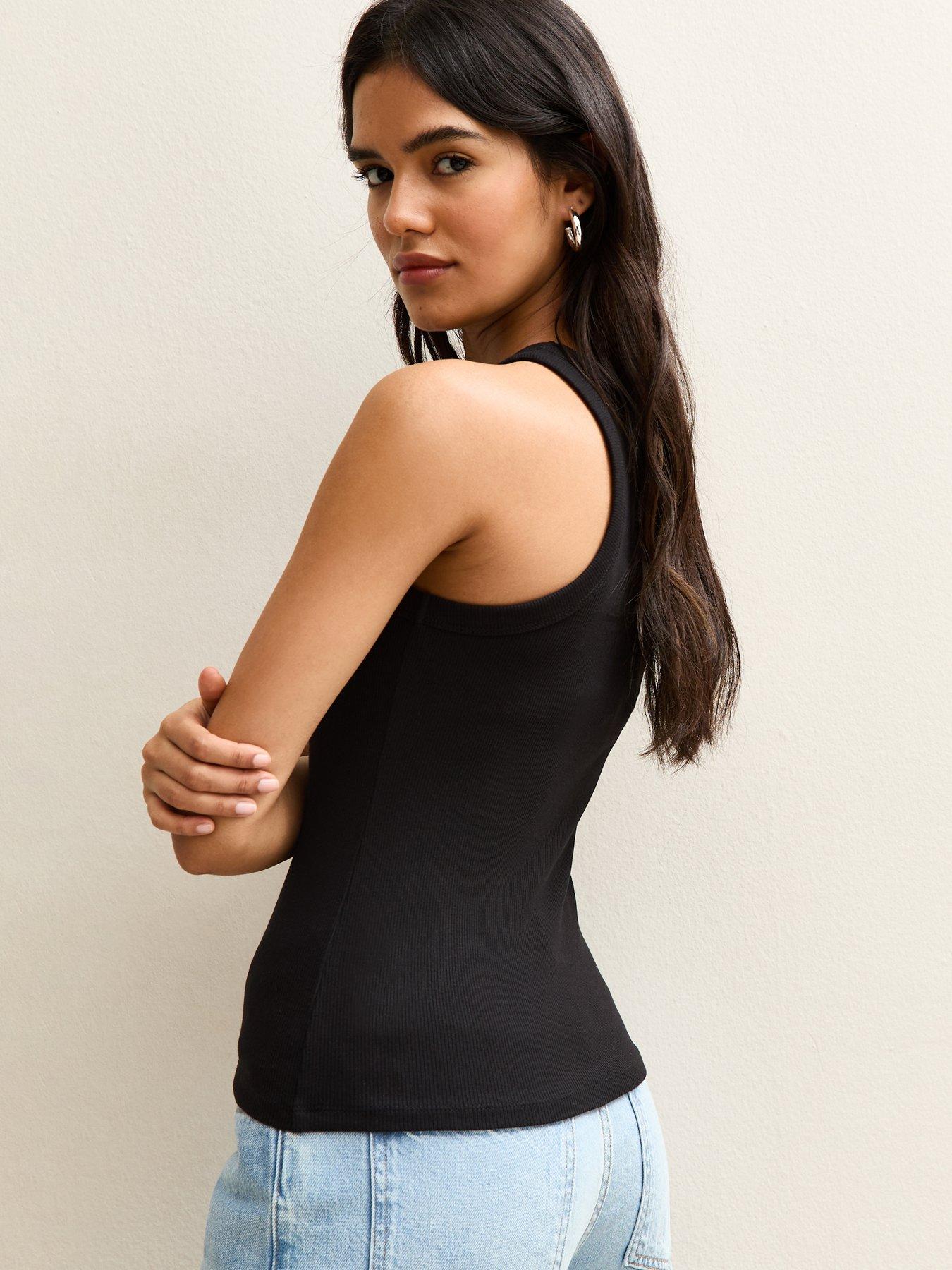 Image 2 of 4 of New Look Racer Back Vest Top - Black