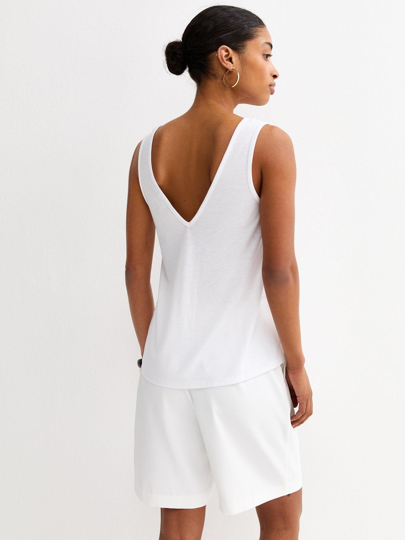 Image 2 of 5 of New Look White Relaxed V Neck Tank Top
