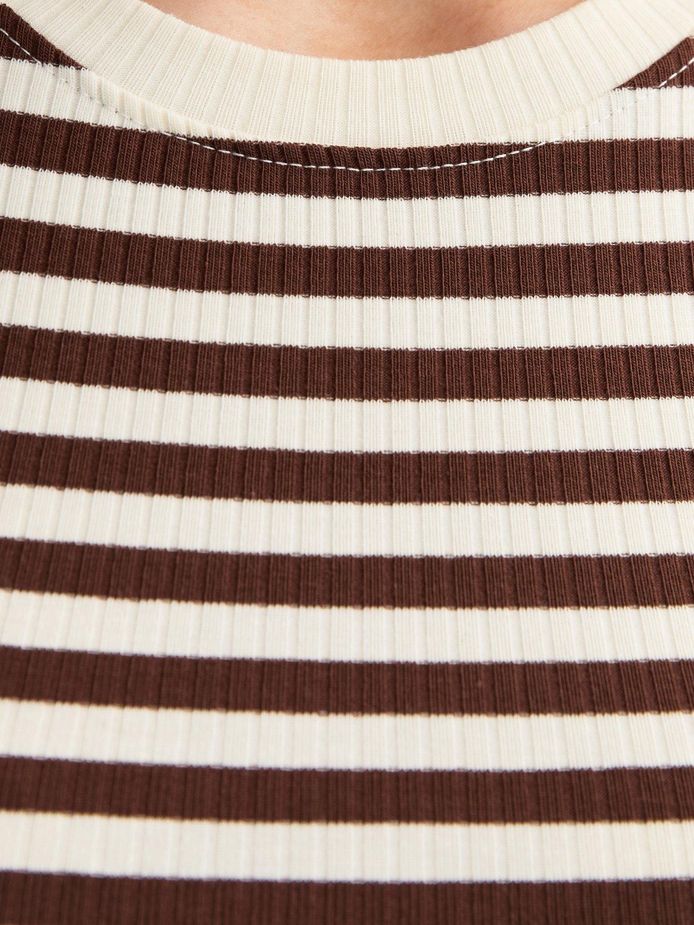 Image 5 of 5 of New Look Brown Stripe Print Ribbed Tank Top