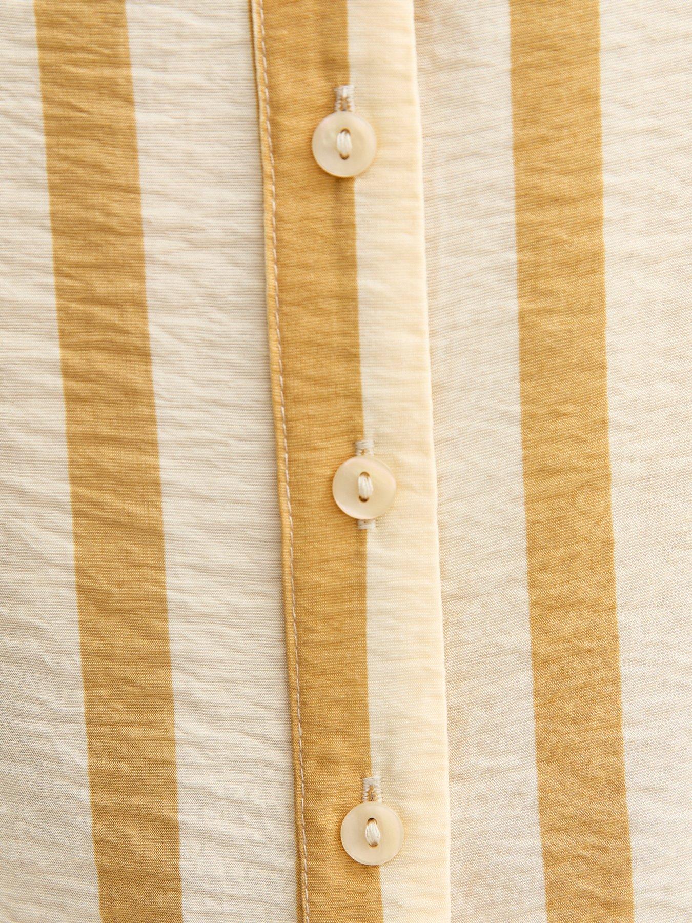 Image 6 of 6 of New Look Lightweight Wide Stripe Cropped Shirt - Yellow