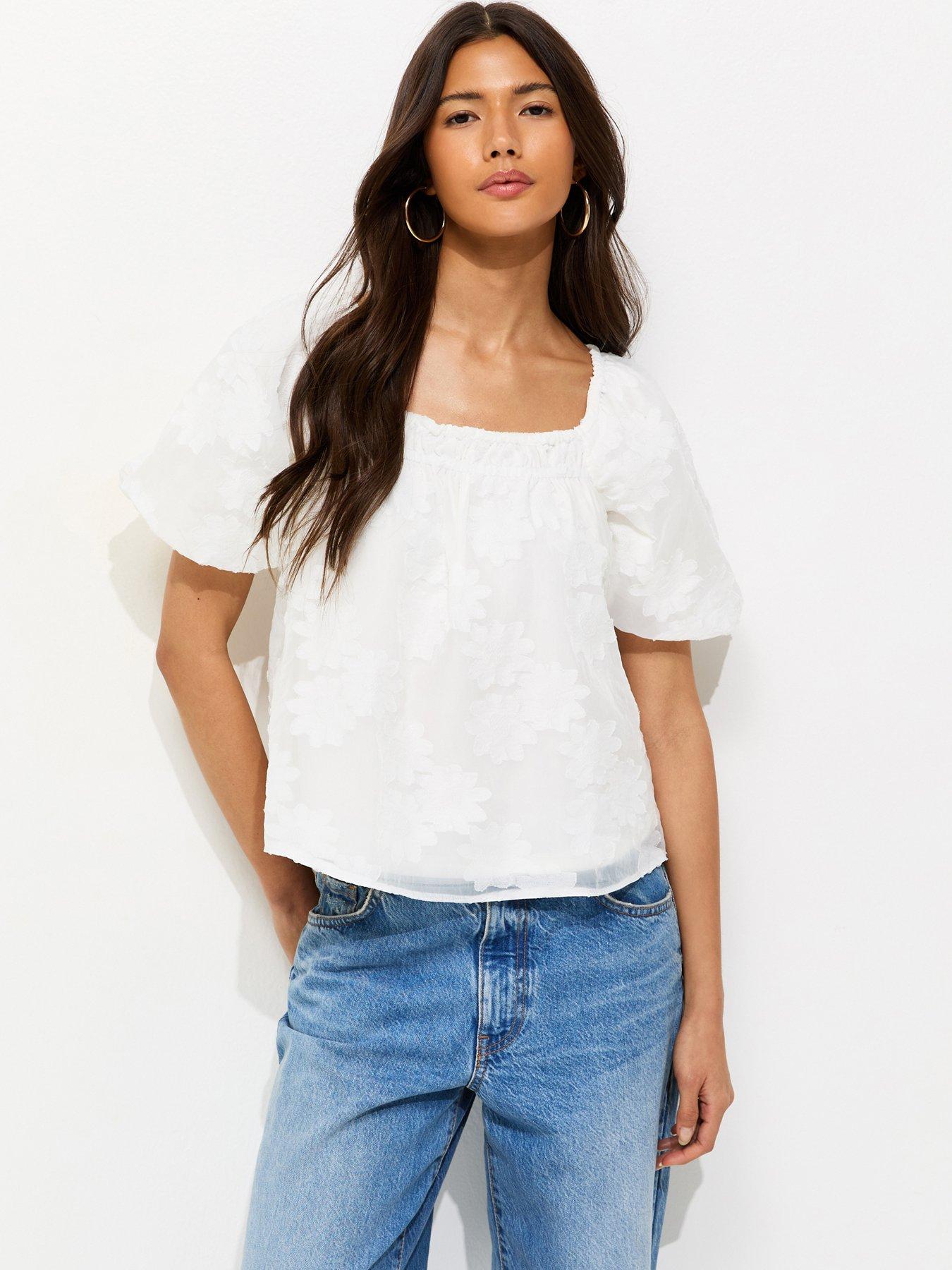 new-look-daisy-puff-sleeve-blouse-whitefront
