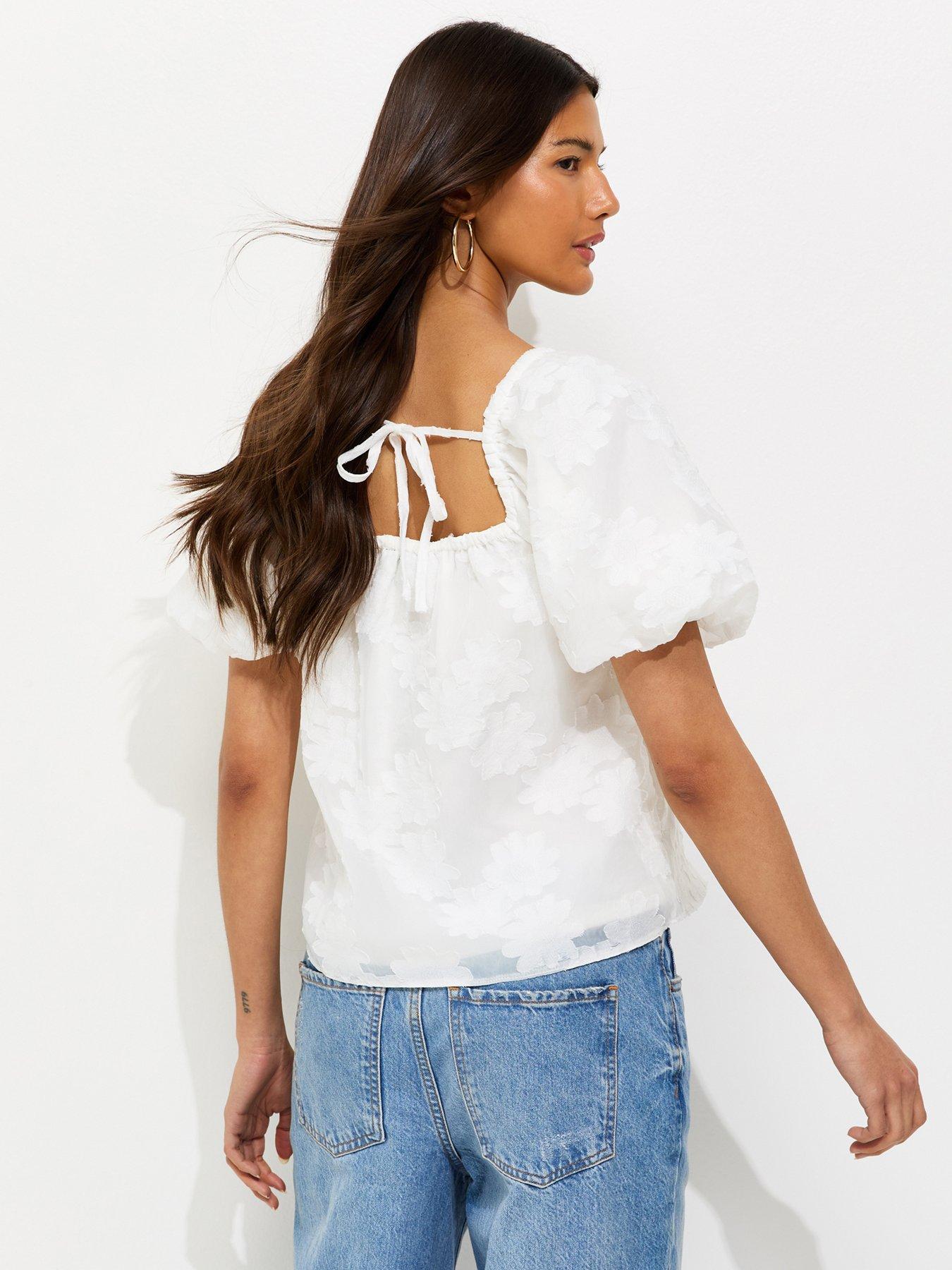 new-look-daisy-puff-sleeve-blouse-whitestillFront