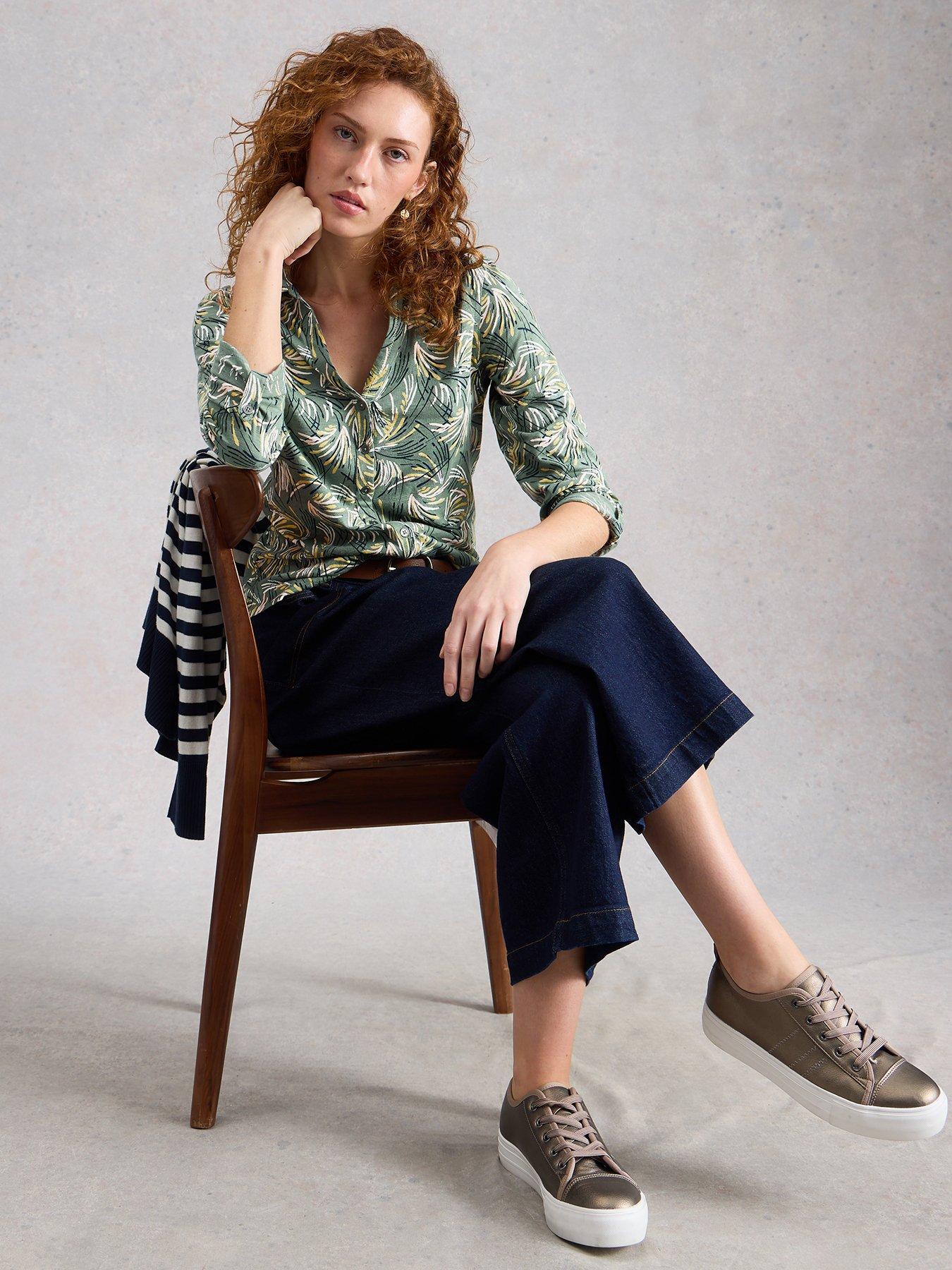 Image 3 of 6 of White Stuff Annie Jersey Shirt - Green