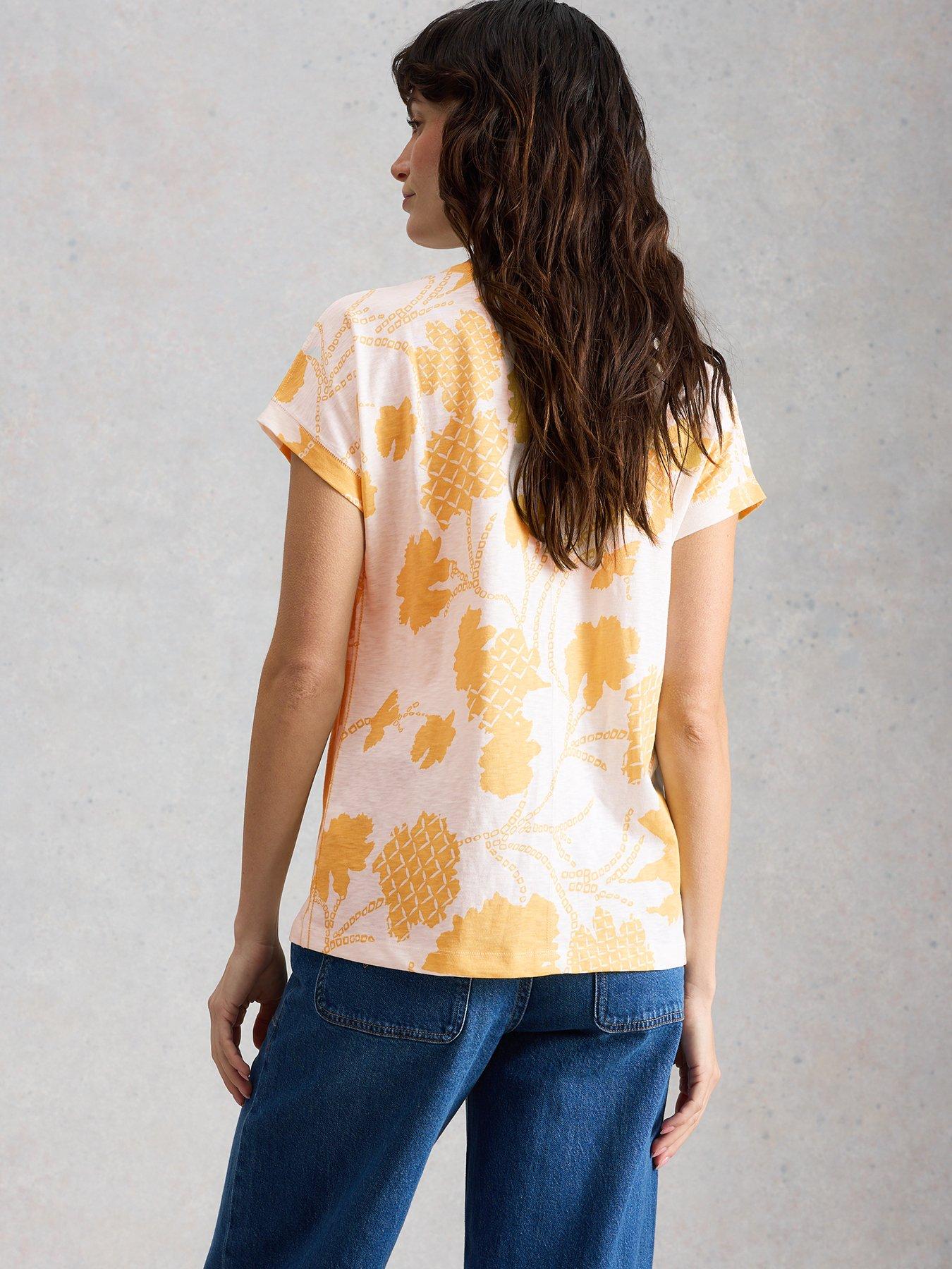 Image 2 of 6 of White Stuff Nelly Notch Neck T-Shirt - Yellow