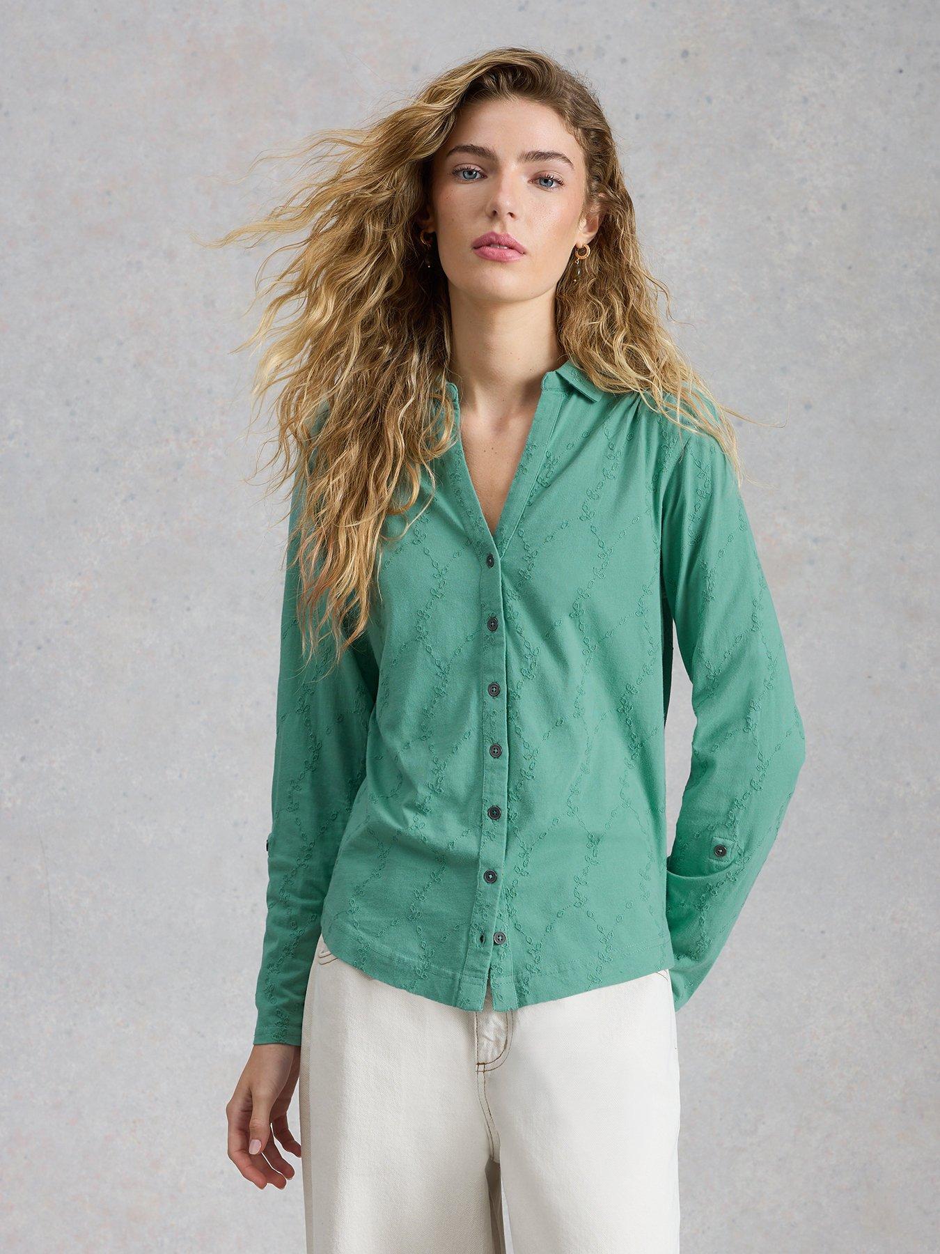 Image 1 of 6 of White Stuff Annie Broderie Jersey Shirt