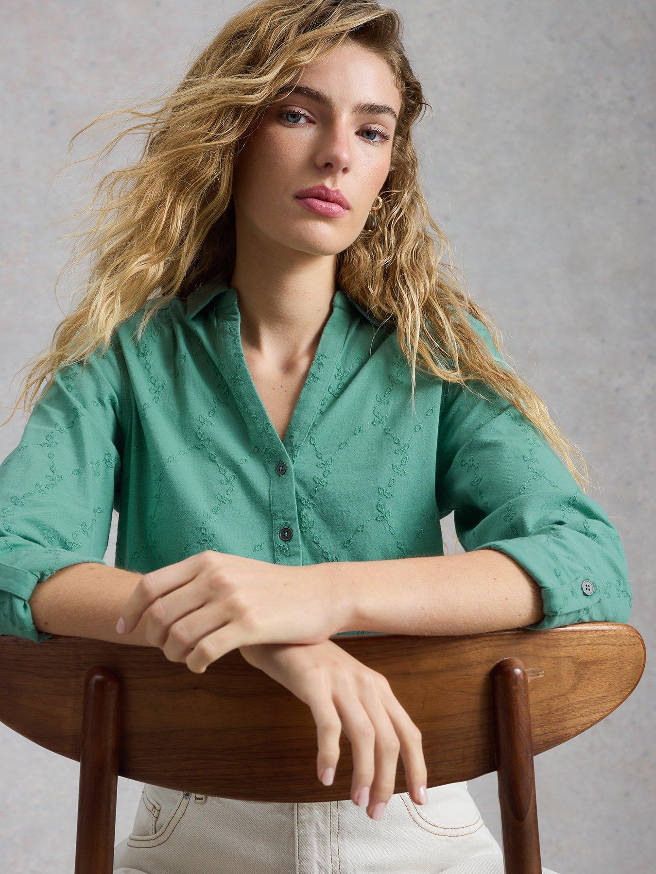 Image 4 of 6 of White Stuff Annie Broderie Jersey Shirt