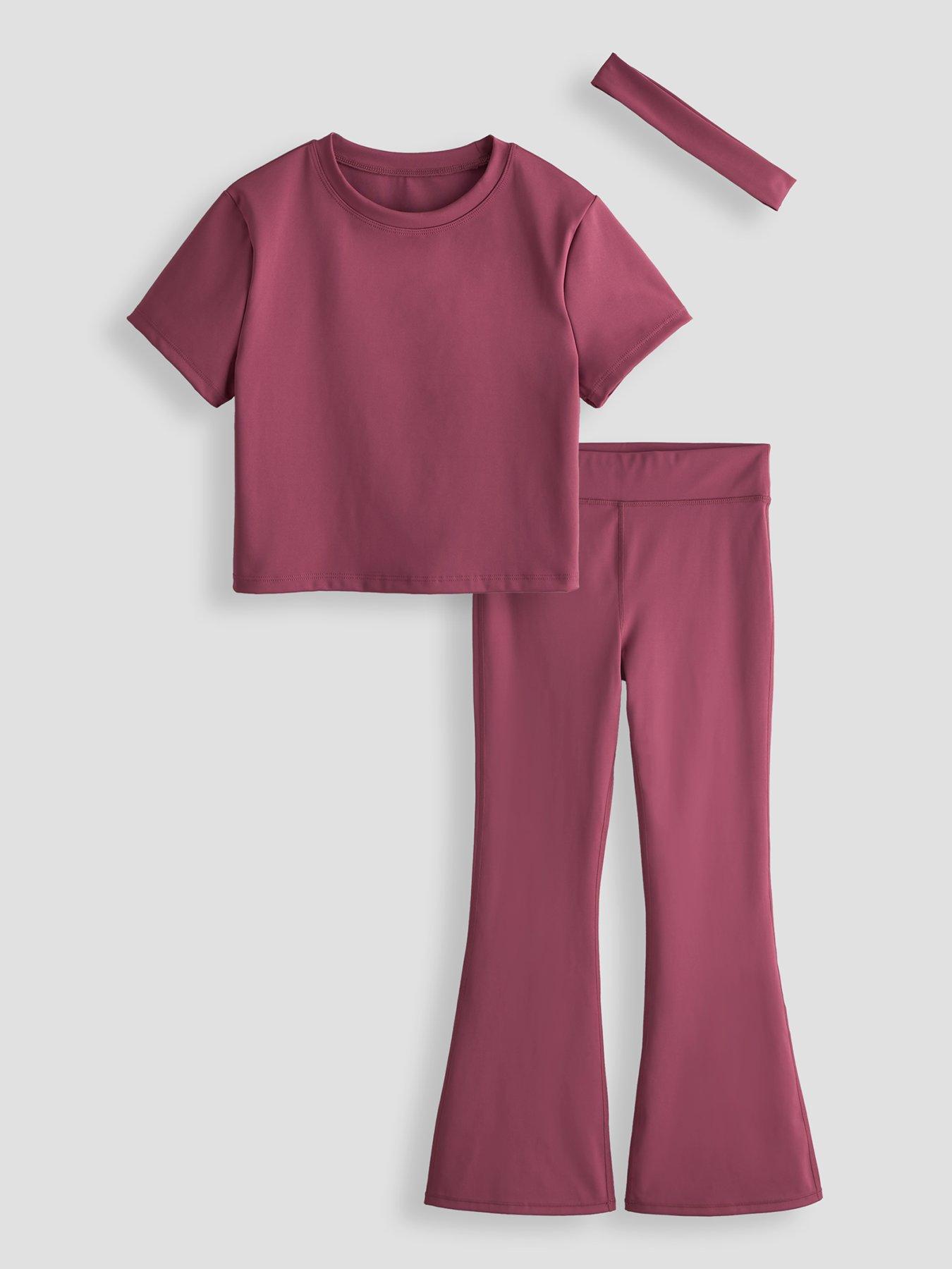 The Very Collection Girls Activewear Short Sleeve Top With Flare Leggings And Matching Headband Basic