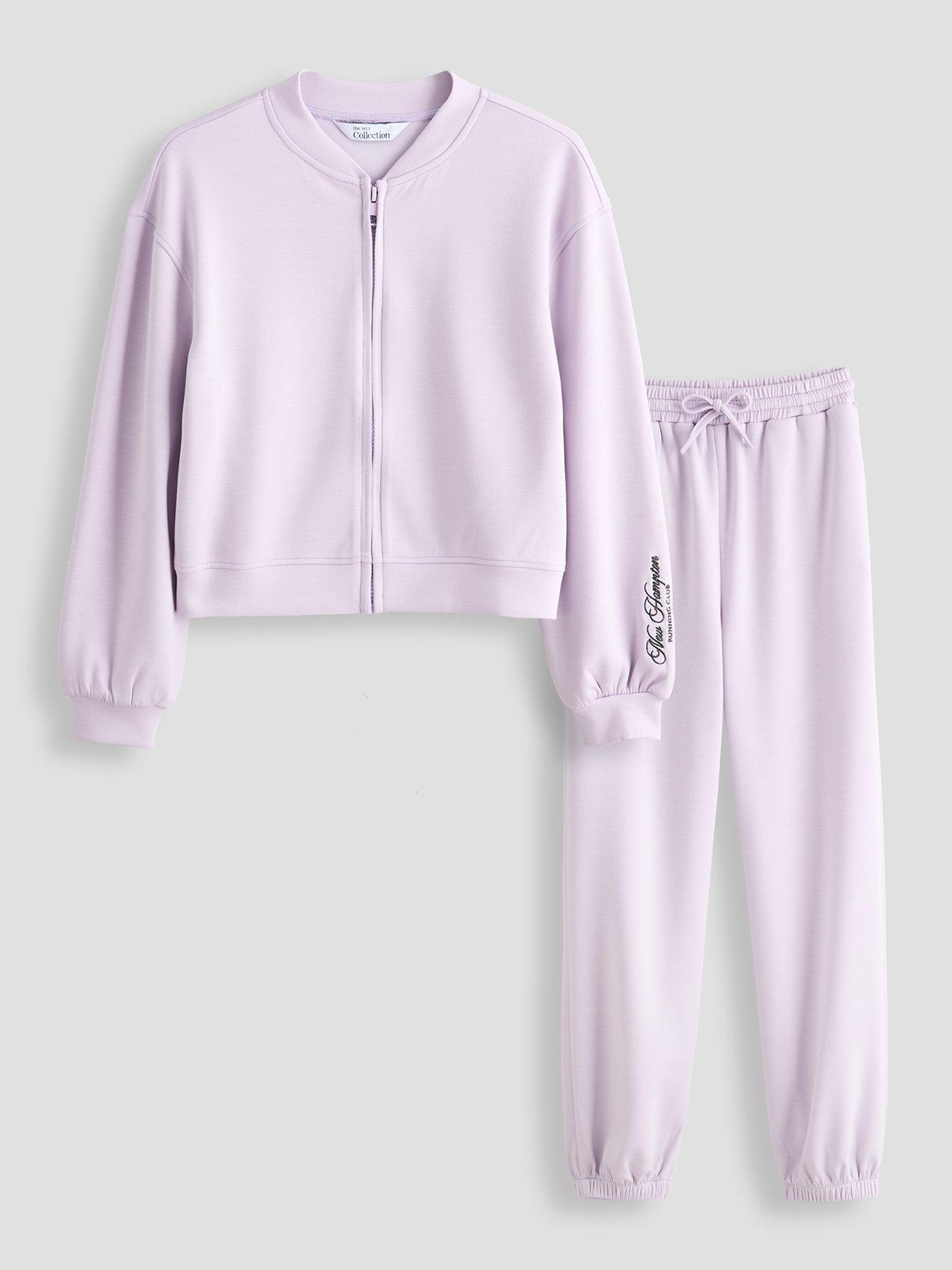 The Very Collection Girls Soft Touch Zip Up Jogger Set - Purple