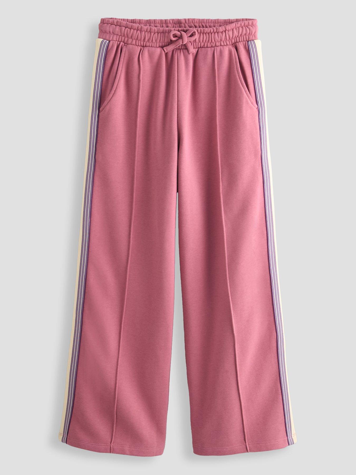 The Very Collection Girls Side Stripe Basic Joggers - Dark Pink
