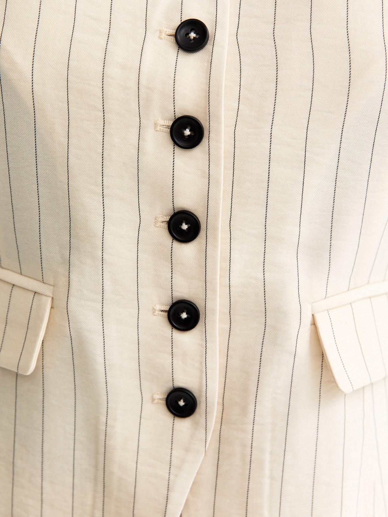 Image 6 of 6 of New Look Stripe Square Neck Waistcoat - Cream