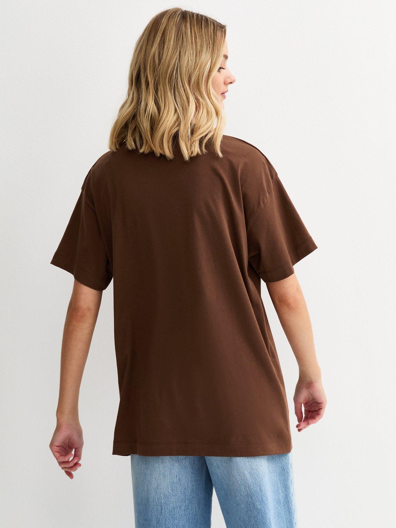 new-look-dark-brown-flora-print-oversized-t-shirtstillFront