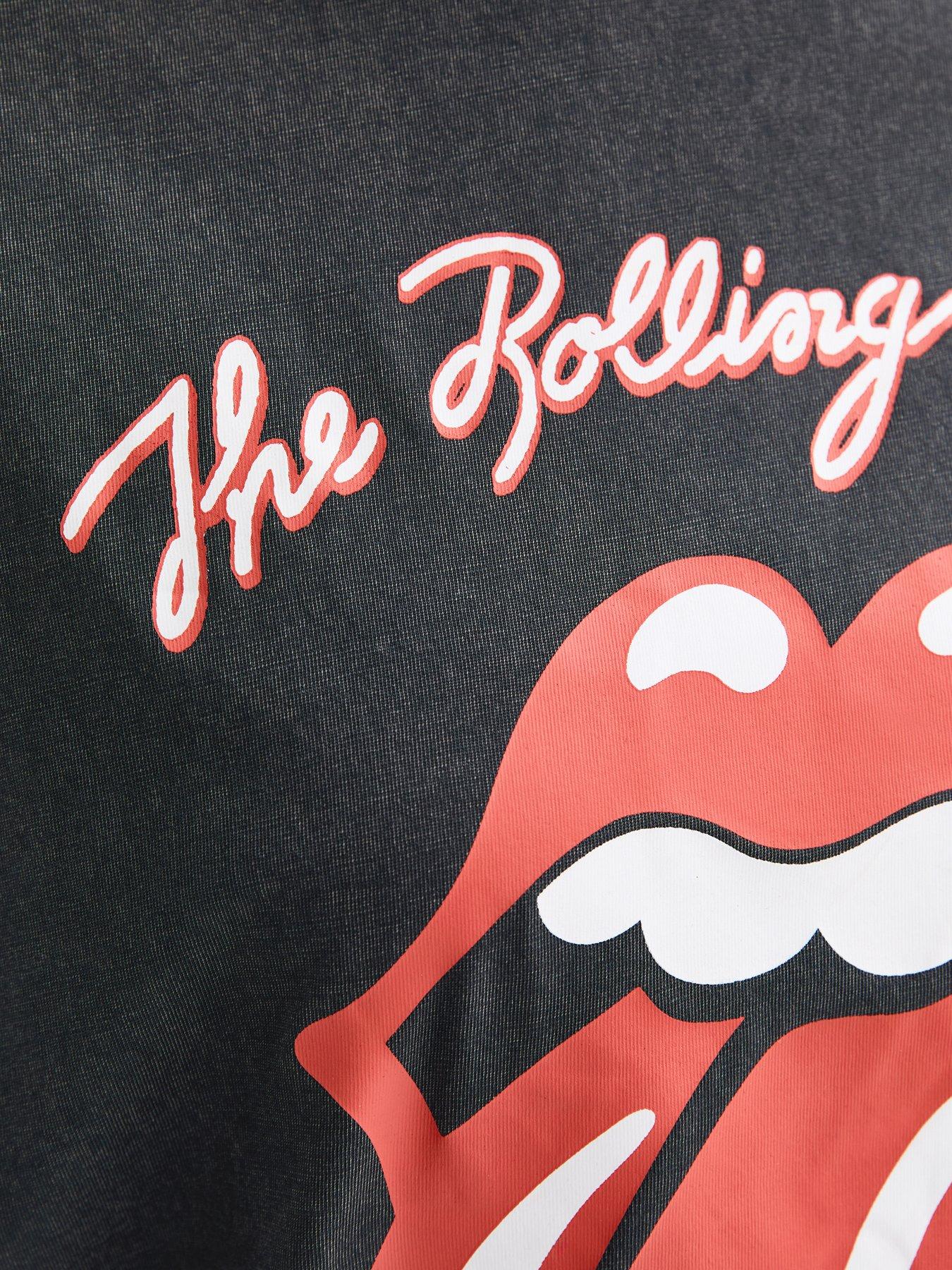 Image 5 of 5 of New Look Dark Grey Rolling Stones Lips Print Oversized T-shirt