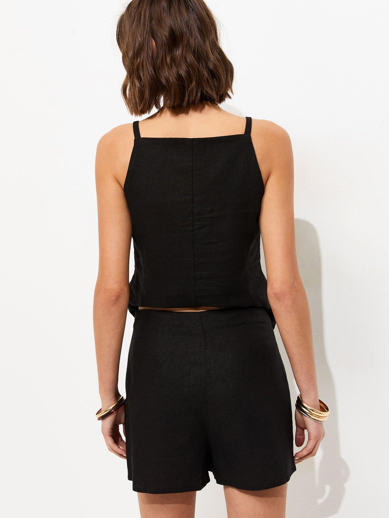 Image 2 of 5 of New Look Linen Rich Wrap Skort - Black