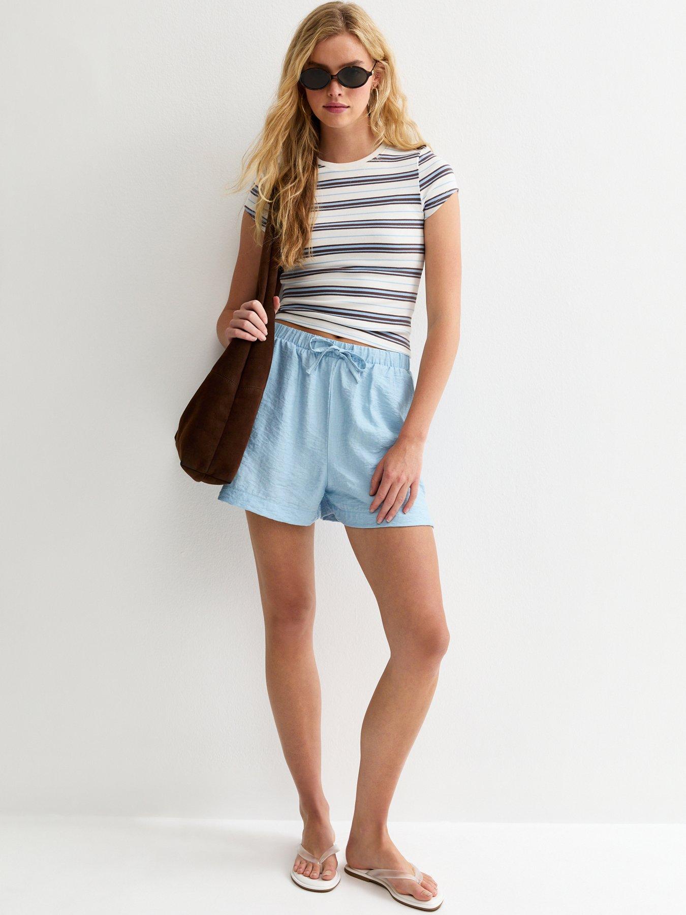 new-look-light-blue-woven-drawstring-shortsback