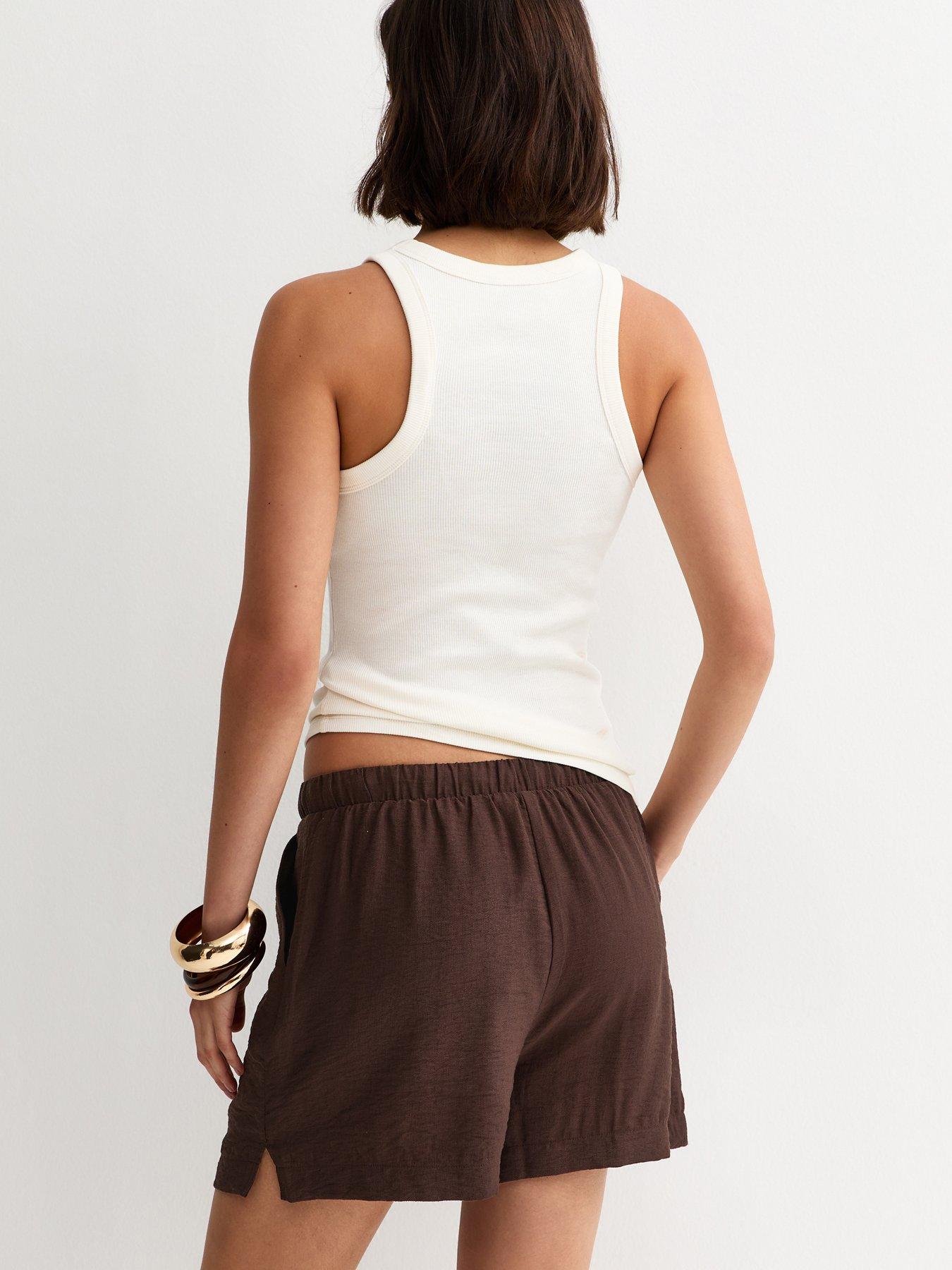 Image 2 of 5 of New Look Woven Drawstring Shorts - Dark Brown