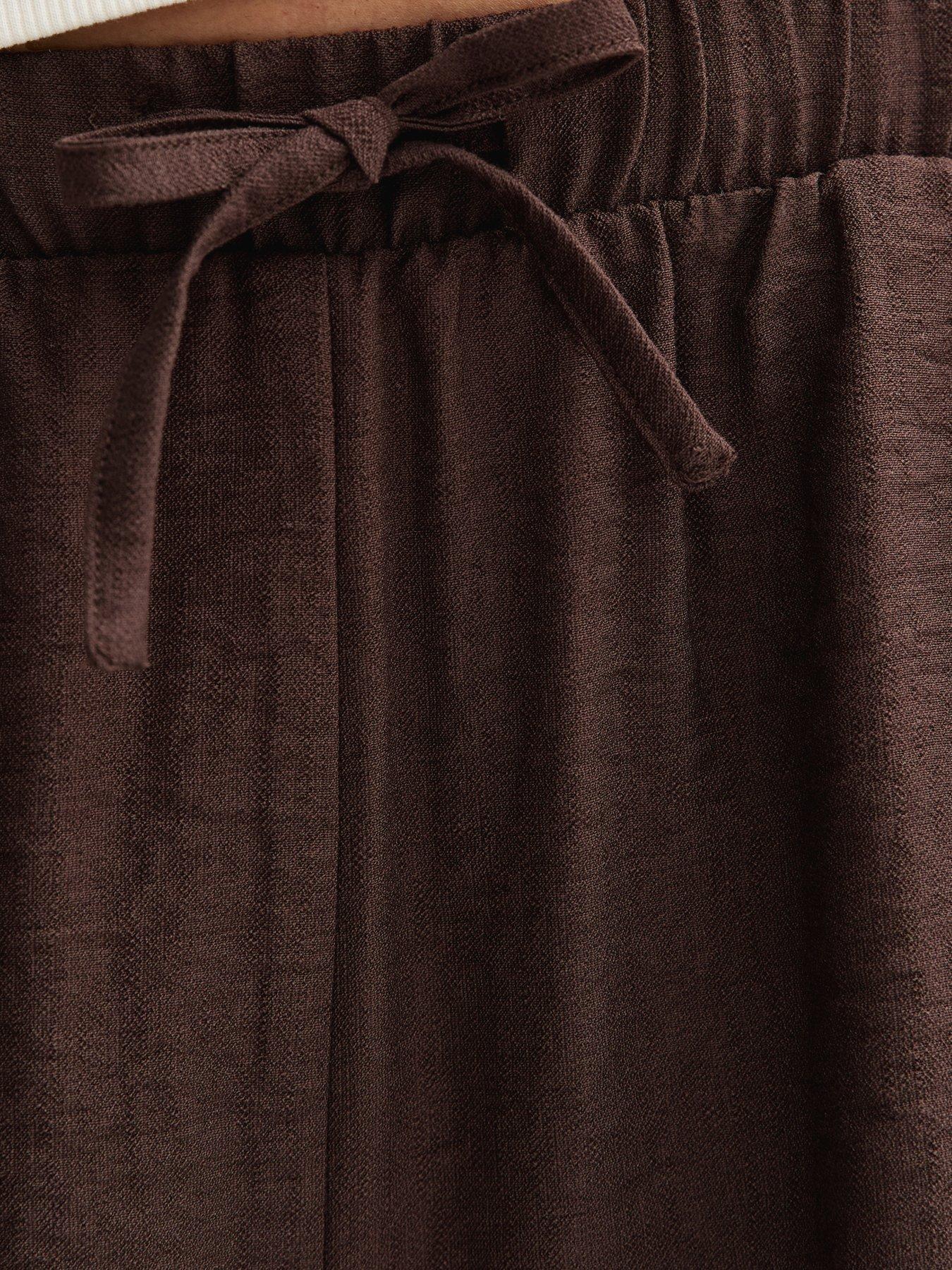 new-look-dark-brown-woven-drawstring-shortsdetail