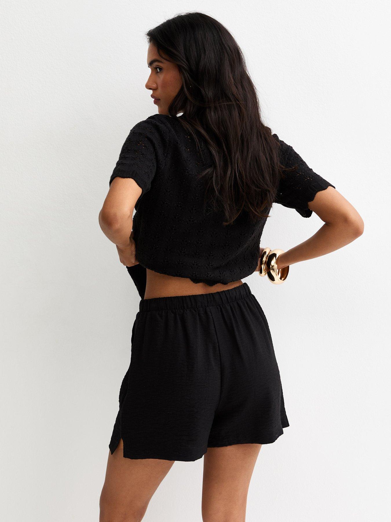 Image 2 of 4 of New Look Woven Drawstring Shorts - Black
