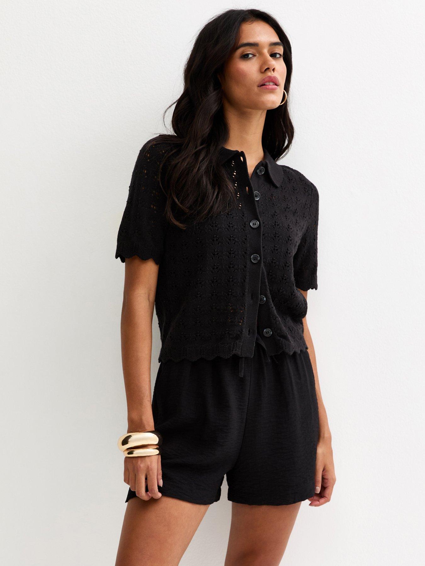 Image 4 of 4 of New Look Woven Drawstring Shorts - Black