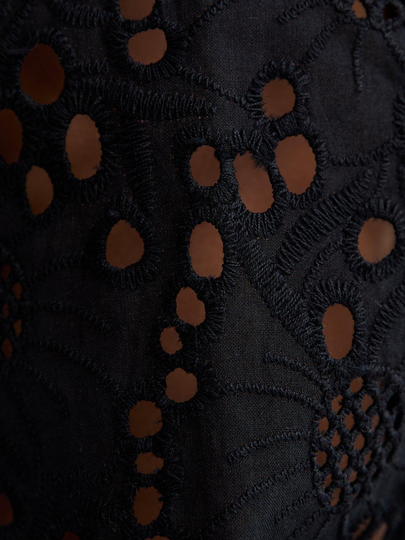 Image 5 of 5 of New Look Black Broderie Anglaise Puff Sleeve Top