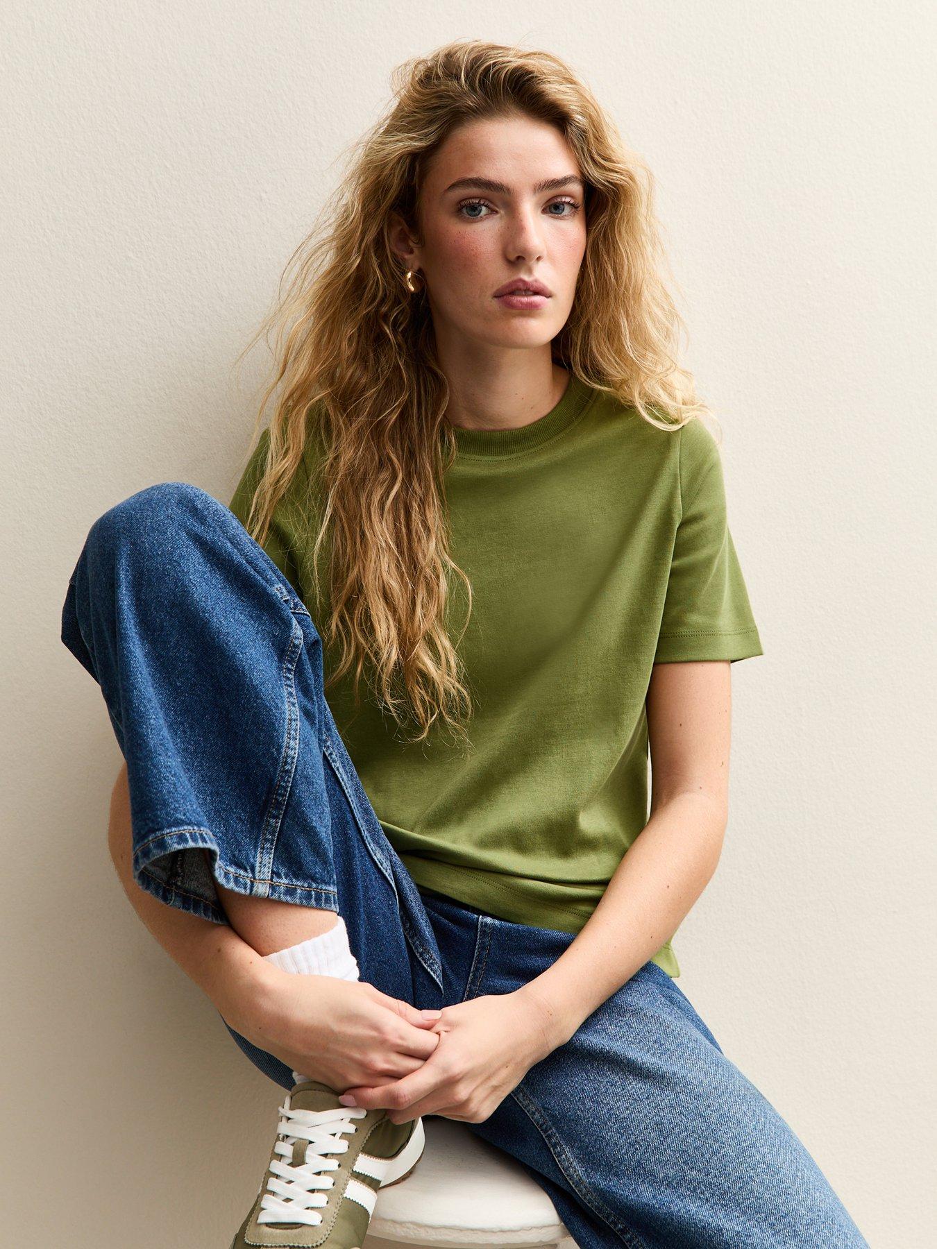 New Look Dark Khaki Premium Heavyweight Cotton T-Shirt - Green