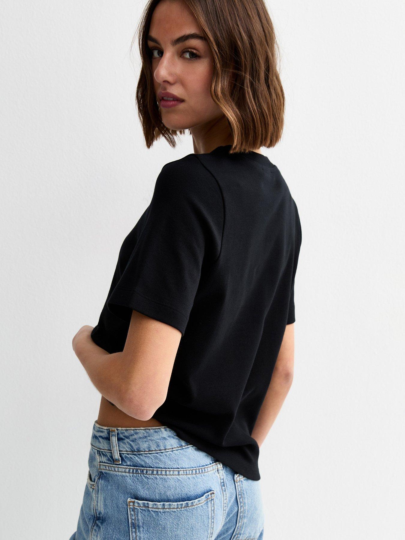 Image 2 of 5 of New Look Premium Black Heavyweight Cotton T-shirt