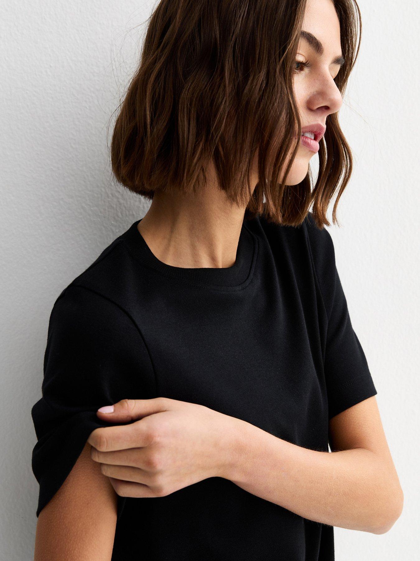 Image 4 of 5 of New Look Premium Black Heavyweight Cotton T-shirt