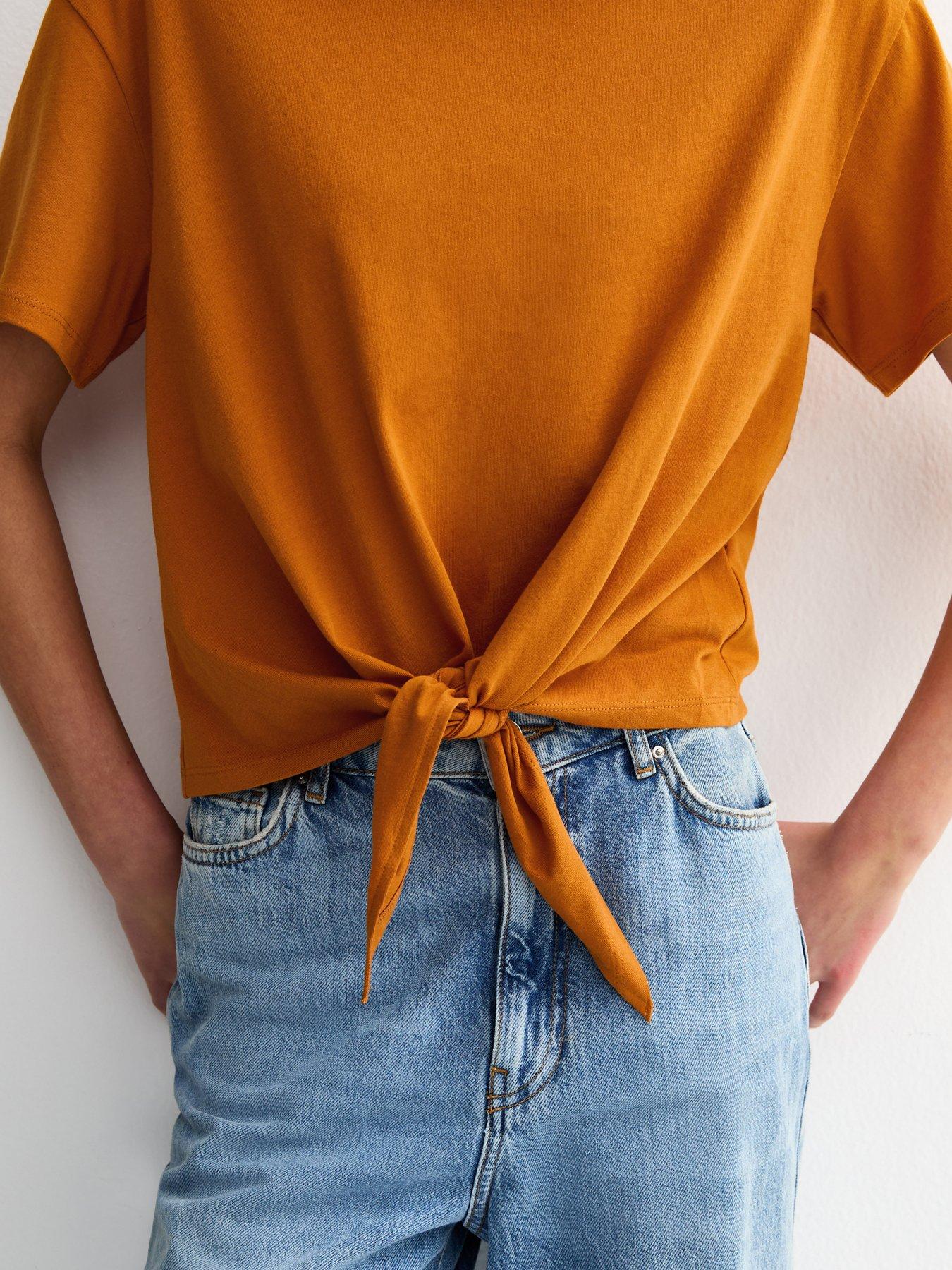 new-look-orange-cotton-tie-front-t-shirt-yellowoutfit