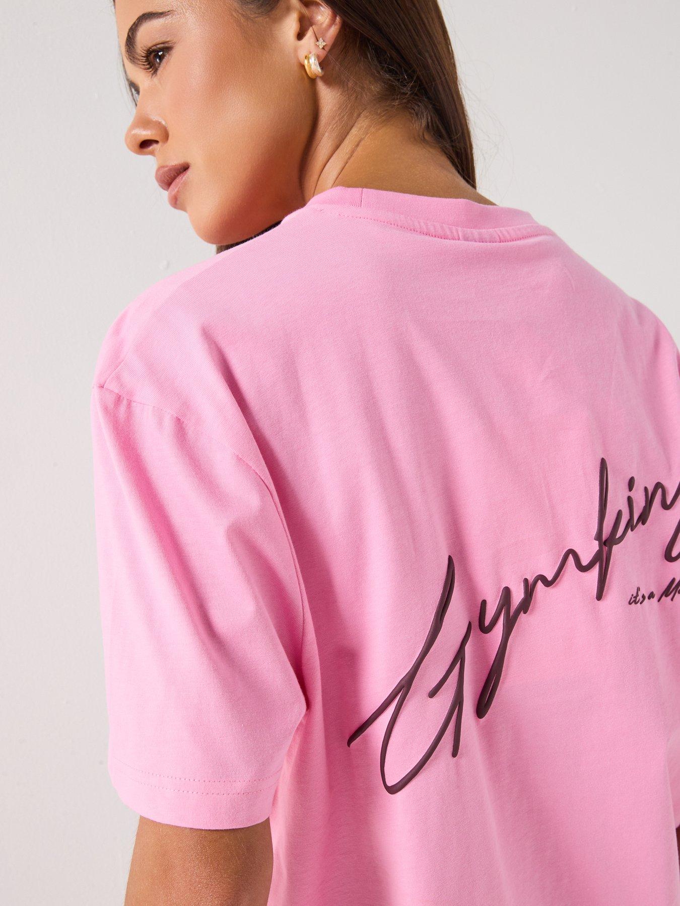 Image 5 of 6 of Gym King Womens Script Mindset Boyfriend T-Shirt - Pink