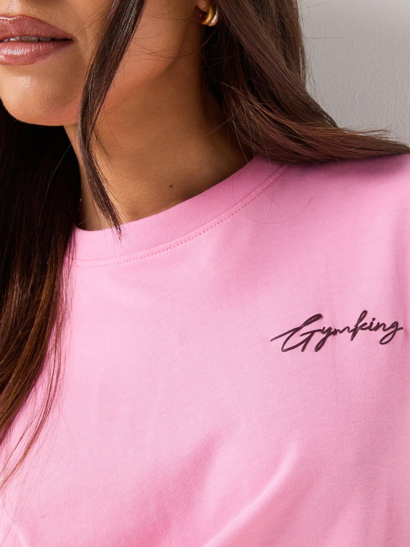 Image 6 of 6 of Gym King Womens Script Mindset Boyfriend T-Shirt - Pink