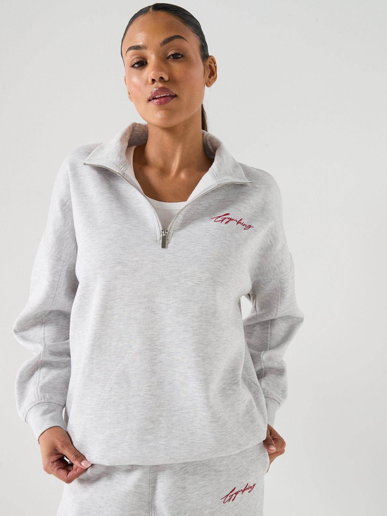 gym-king-womens-script-mindset-14-zip-funnel-neck-sweatshirt-grey