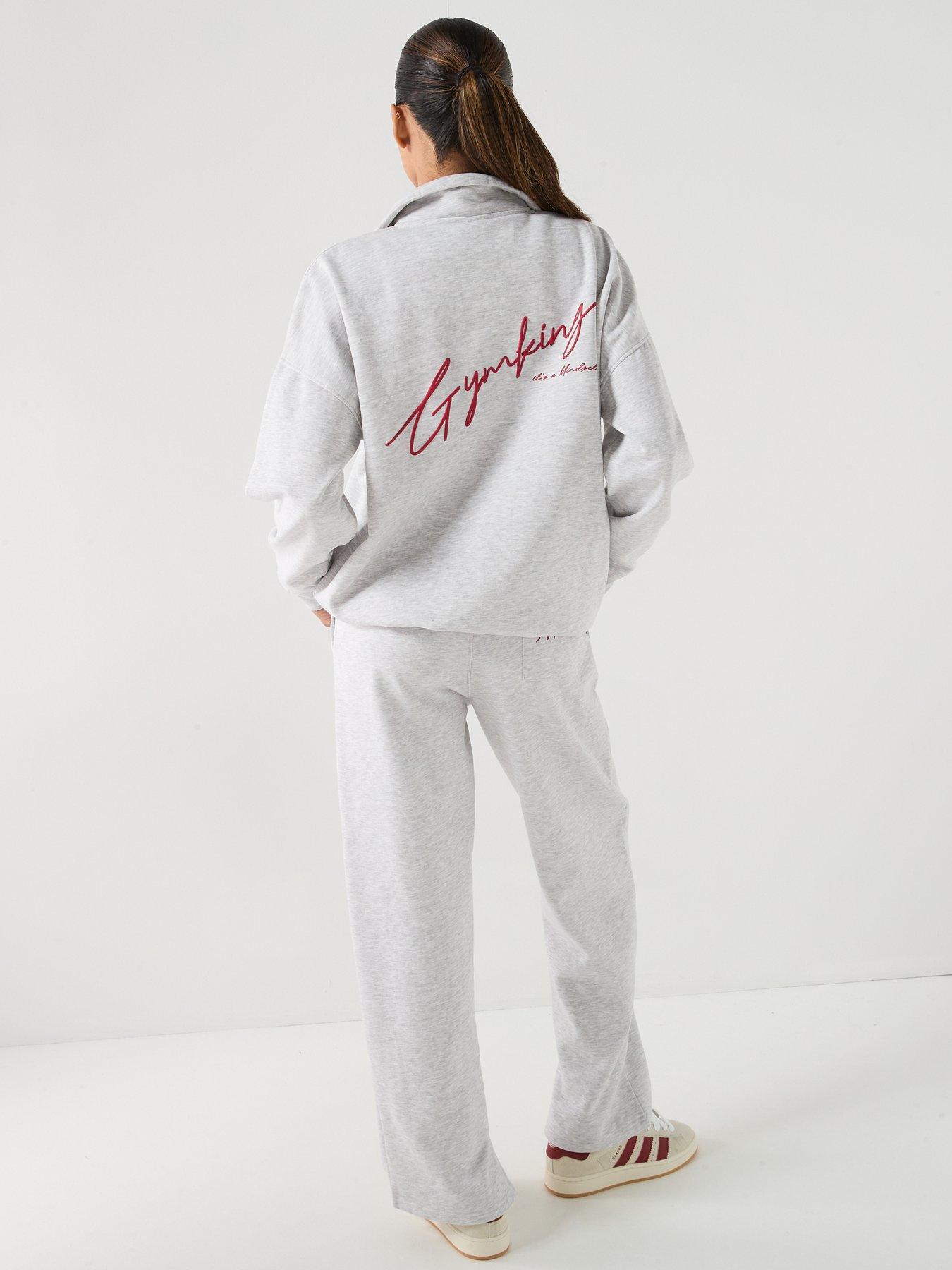 gym-king-womens-script-mindset-14-zip-funnel-neck-sweatshirt-greystillFront