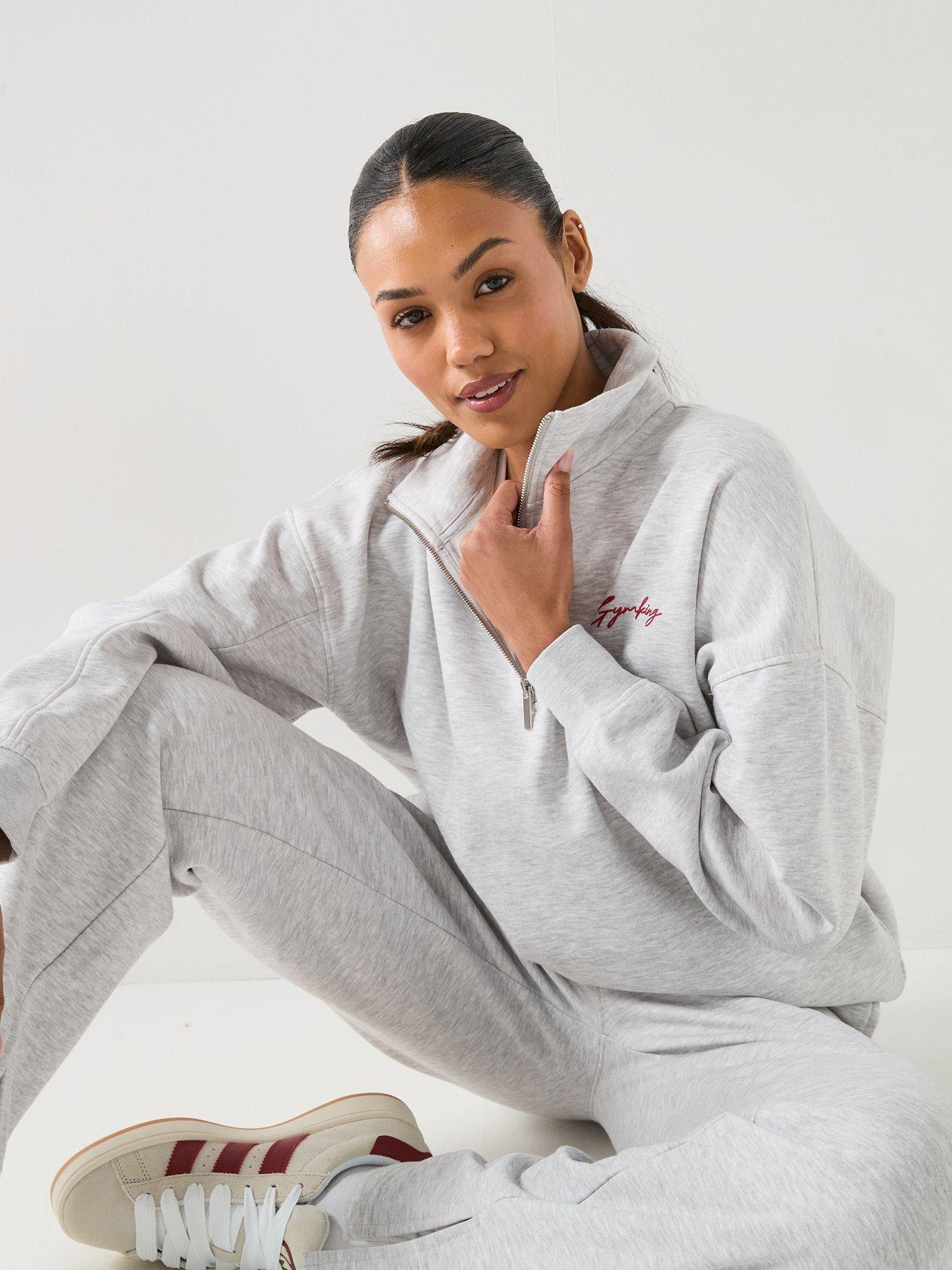 gym-king-womens-script-mindset-14-zip-funnel-neck-sweatshirt-greydetail