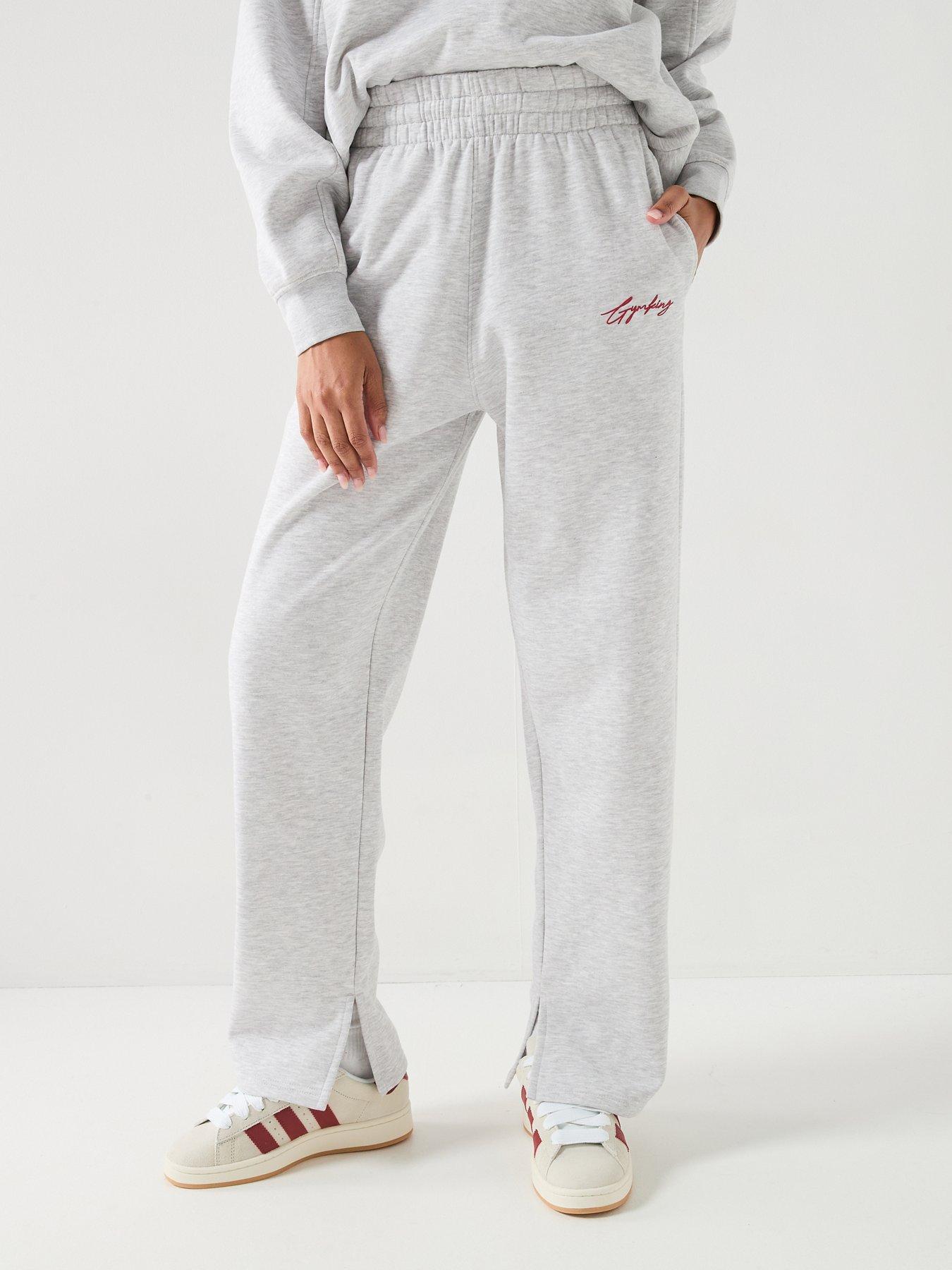 Image 1 of 6 of Gym King Womens Script Mindset Straight Leg Joggers - Grey