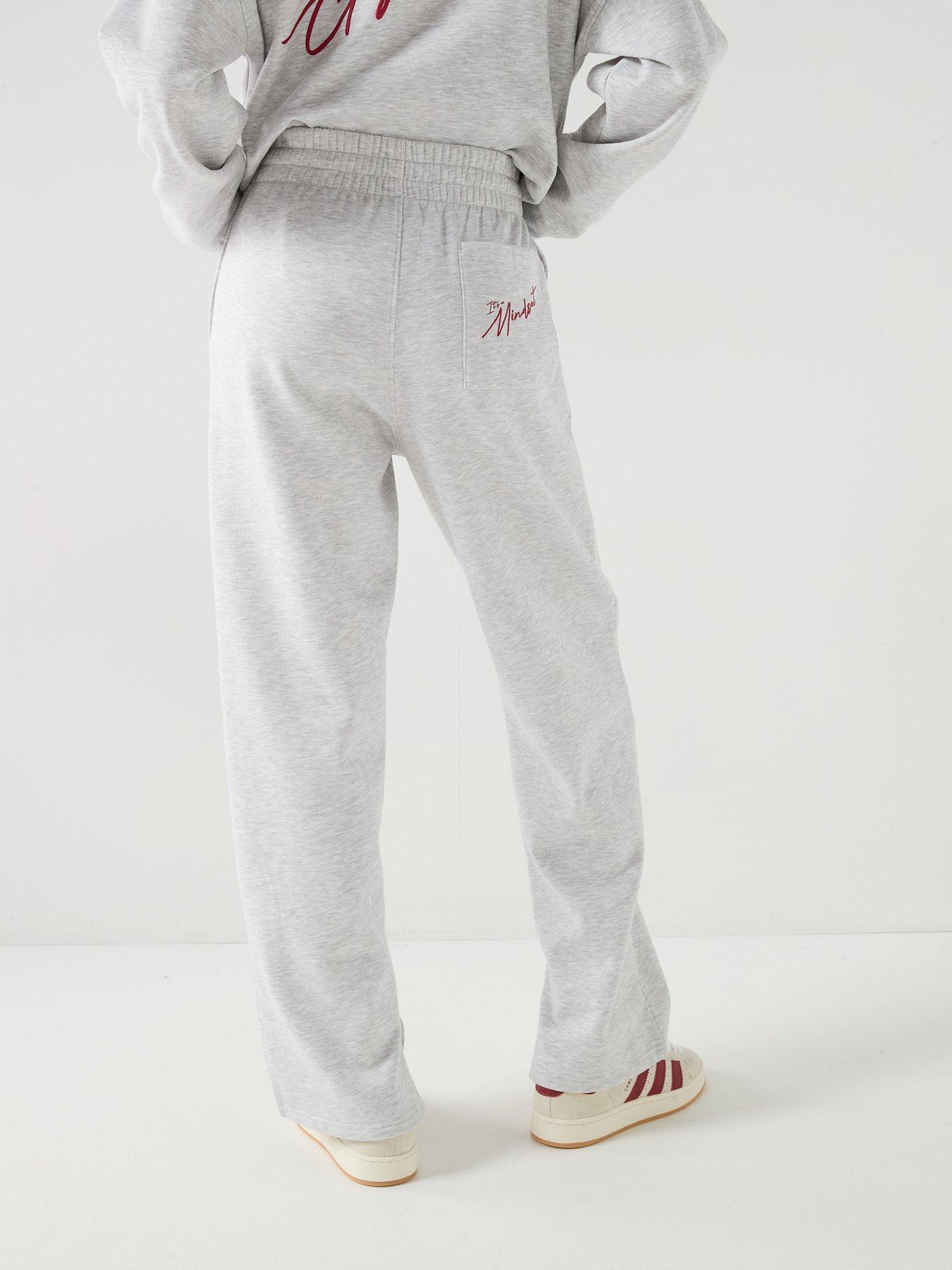 Image 2 of 6 of Gym King Womens Script Mindset Straight Leg Joggers - Grey