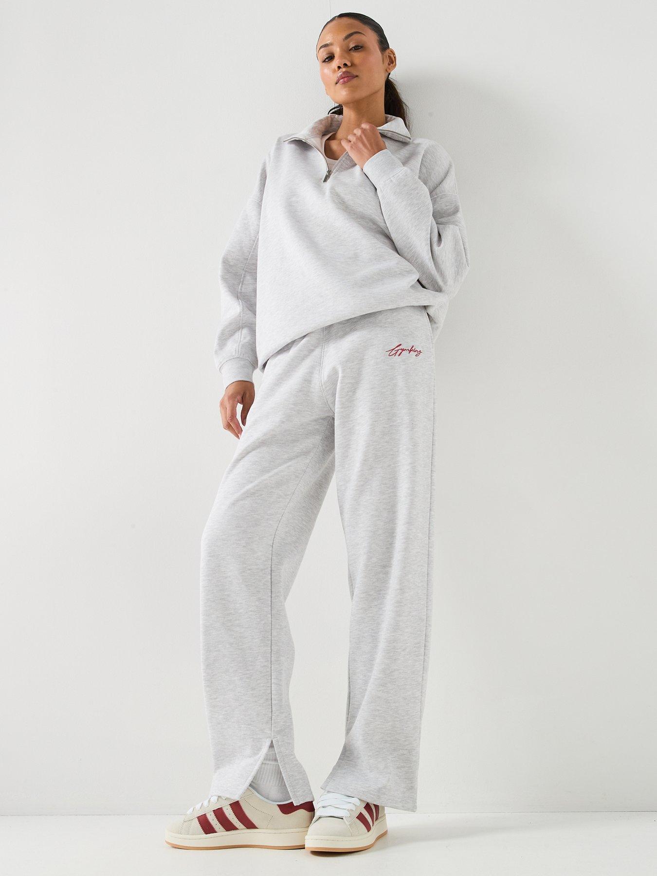 Image 3 of 6 of Gym King Womens Script Mindset Straight Leg Joggers - Grey