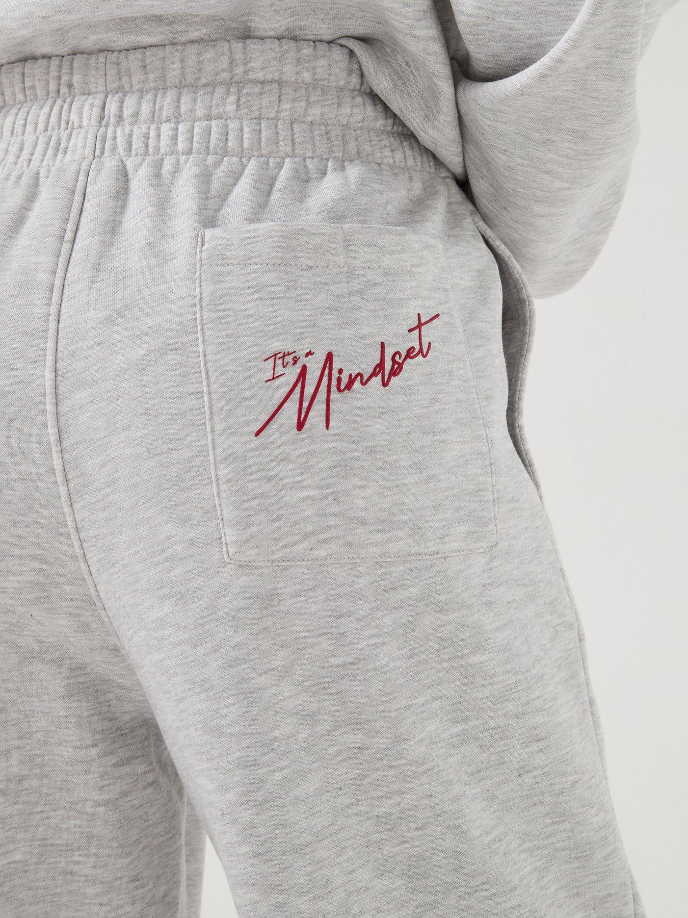 Image 6 of 6 of Gym King Womens Script Mindset Straight Leg Joggers - Grey