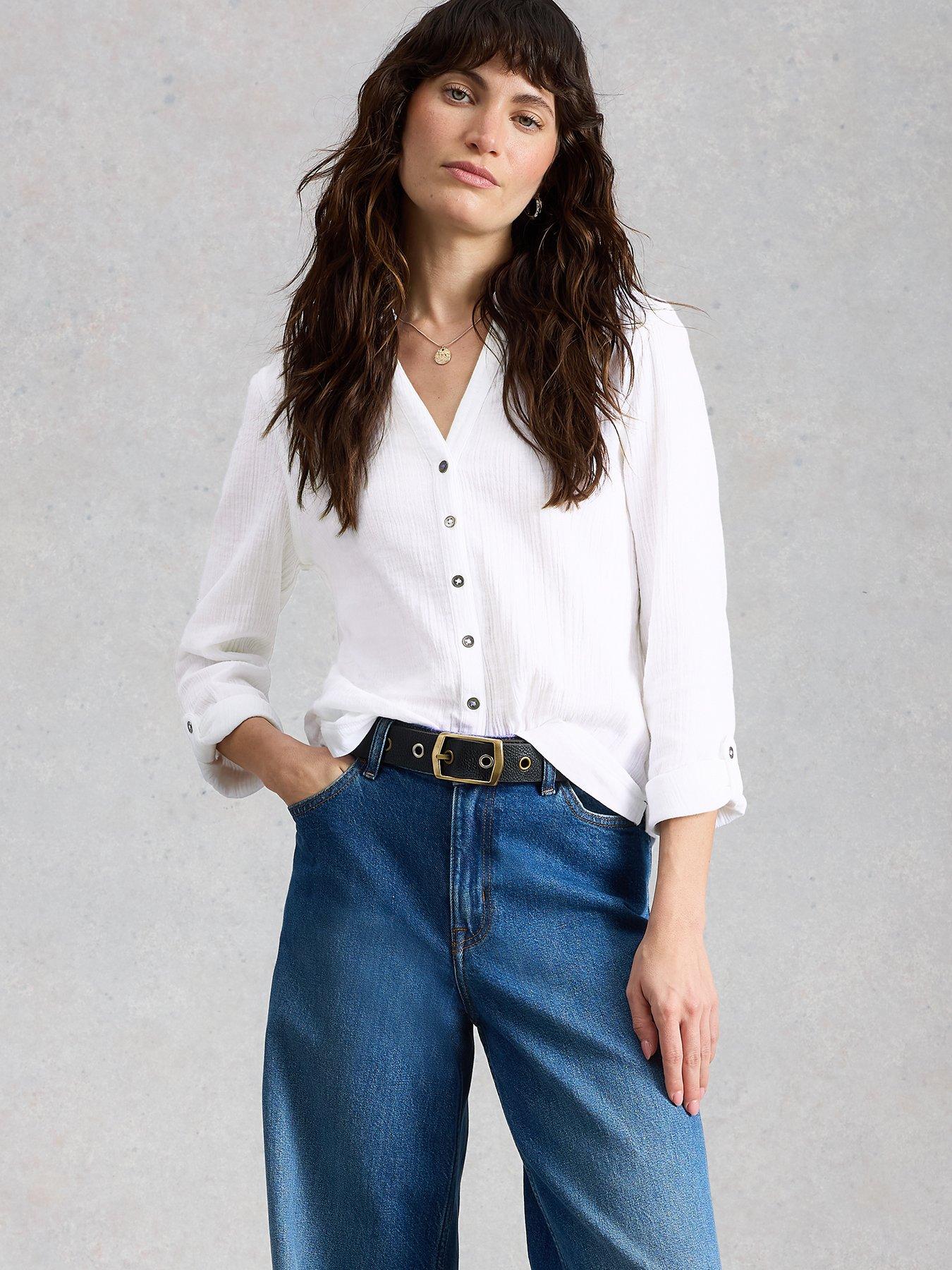 Image 1 of 6 of White Stuff Annie Double Cloth Shirt - White