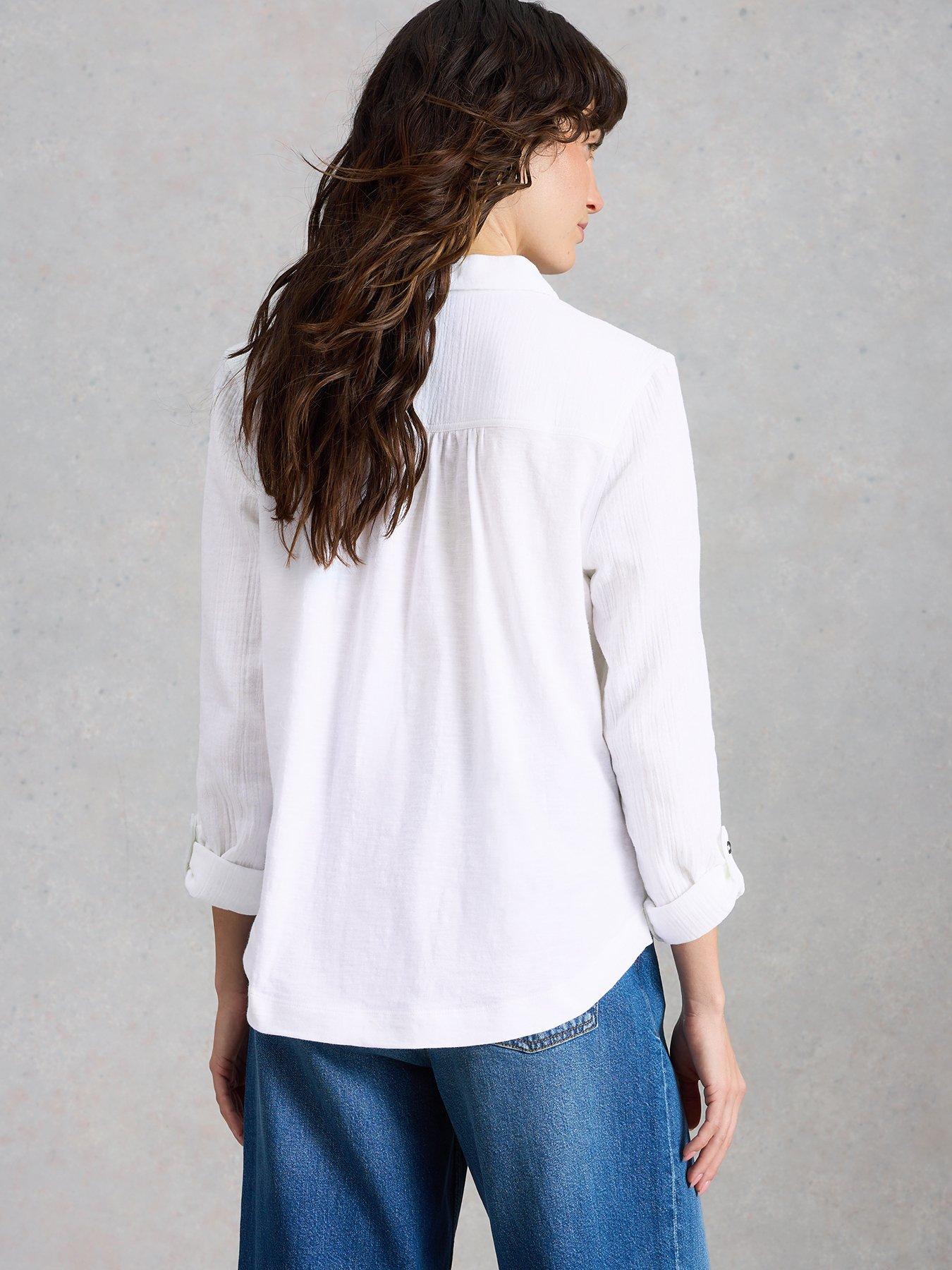 Image 2 of 6 of White Stuff Annie Double Cloth Shirt - White