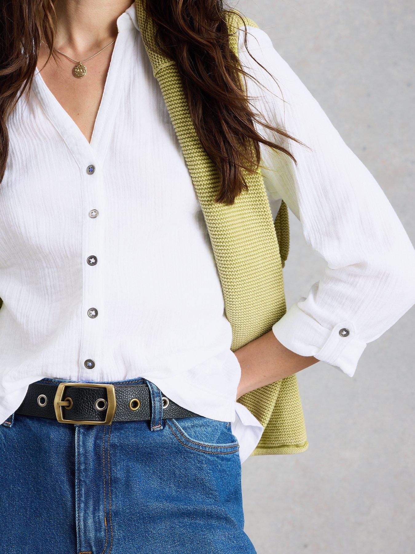 Image 4 of 6 of White Stuff Annie Double Cloth Shirt - White