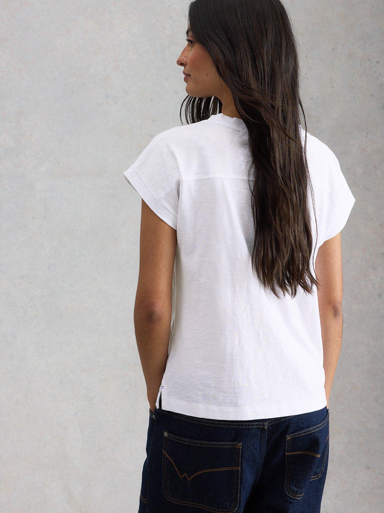 Image 2 of 6 of White Stuff Neve V Neck T-Shirt - White