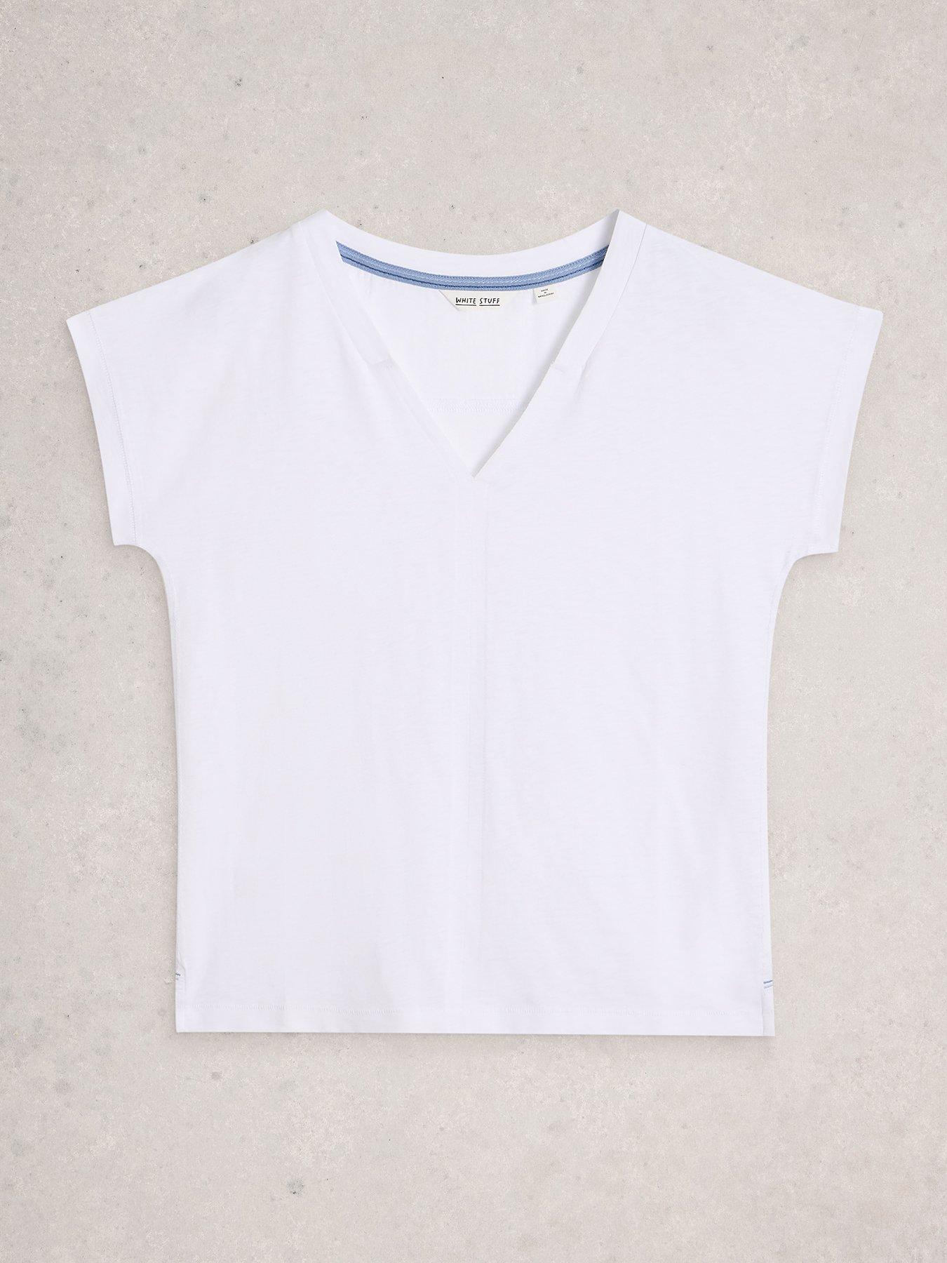 Image 5 of 6 of White Stuff Neve V Neck T-Shirt - White