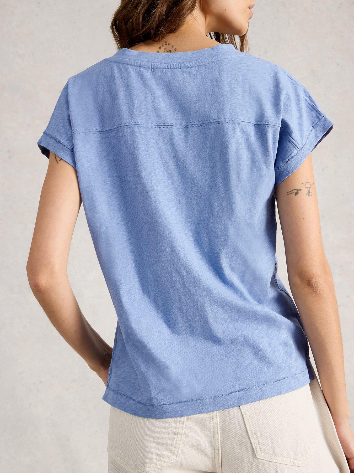 Image 2 of 6 of White Stuff Neve V Neck T-Shirt - Blue
