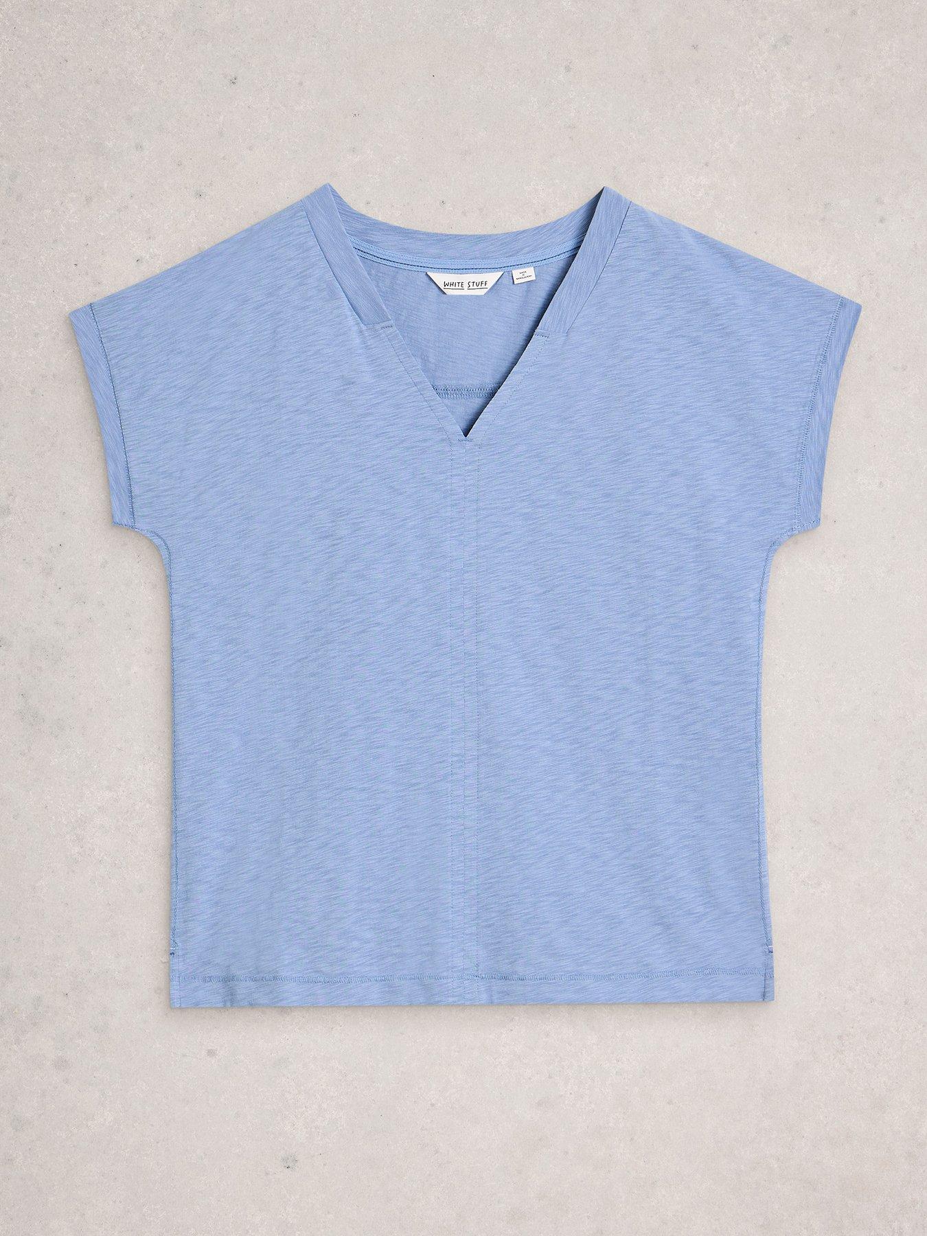 Image 5 of 6 of White Stuff Neve V Neck T-Shirt - Blue