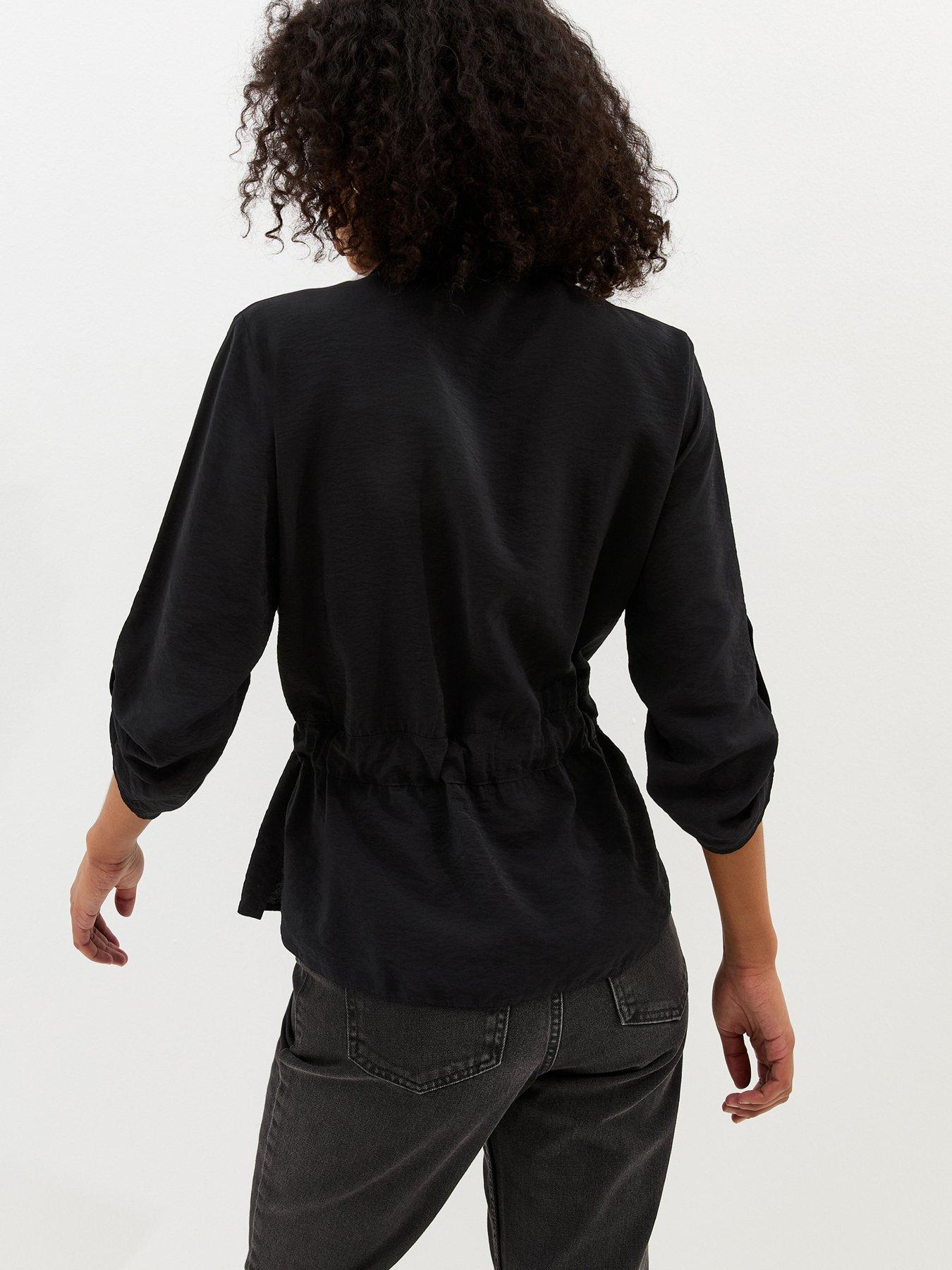 new-look-zip-up-cropped-sleeve-shirt-blackstillFront