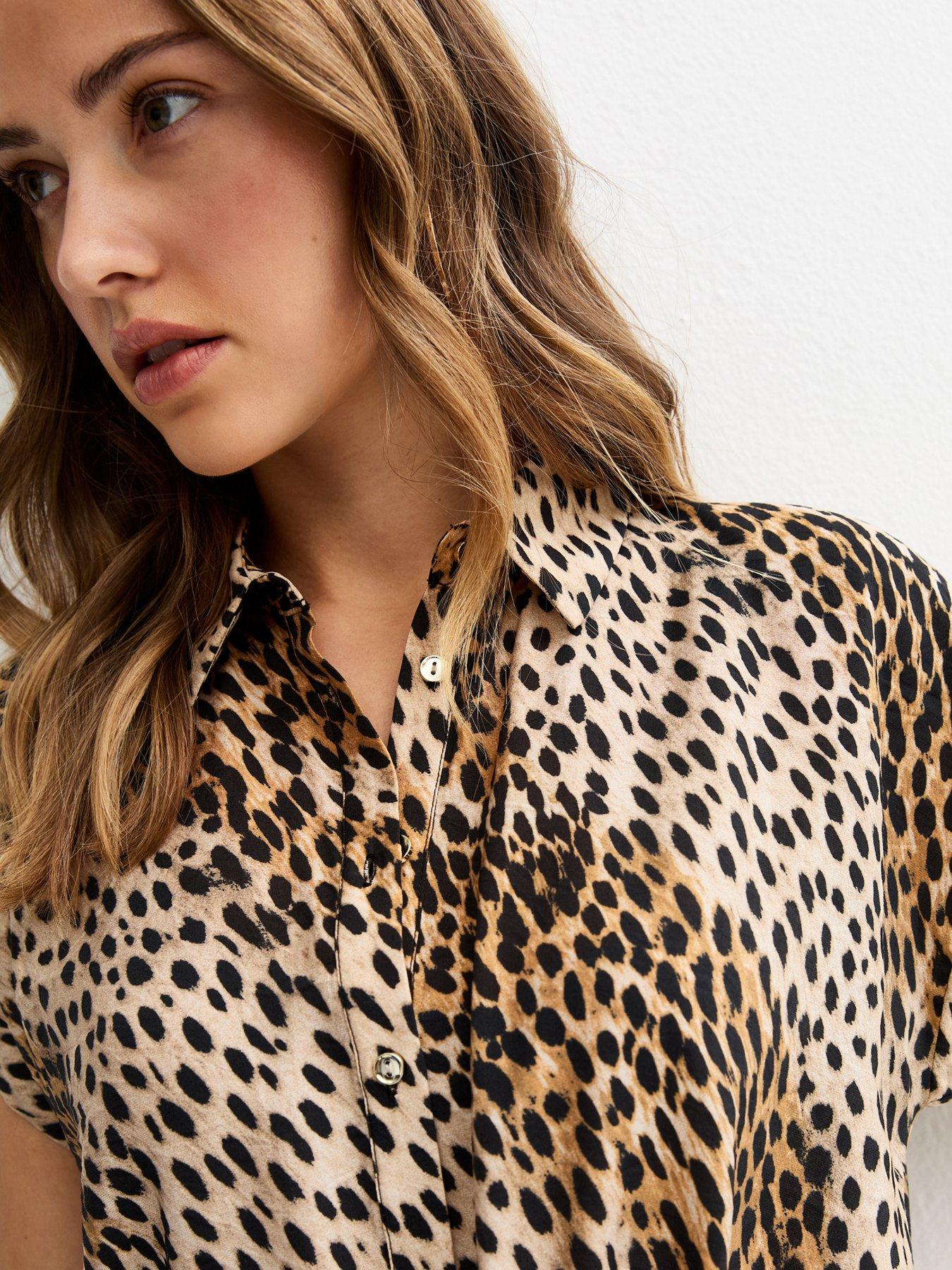 new-look-brown-animal-print-drawstring-shirtoutfit