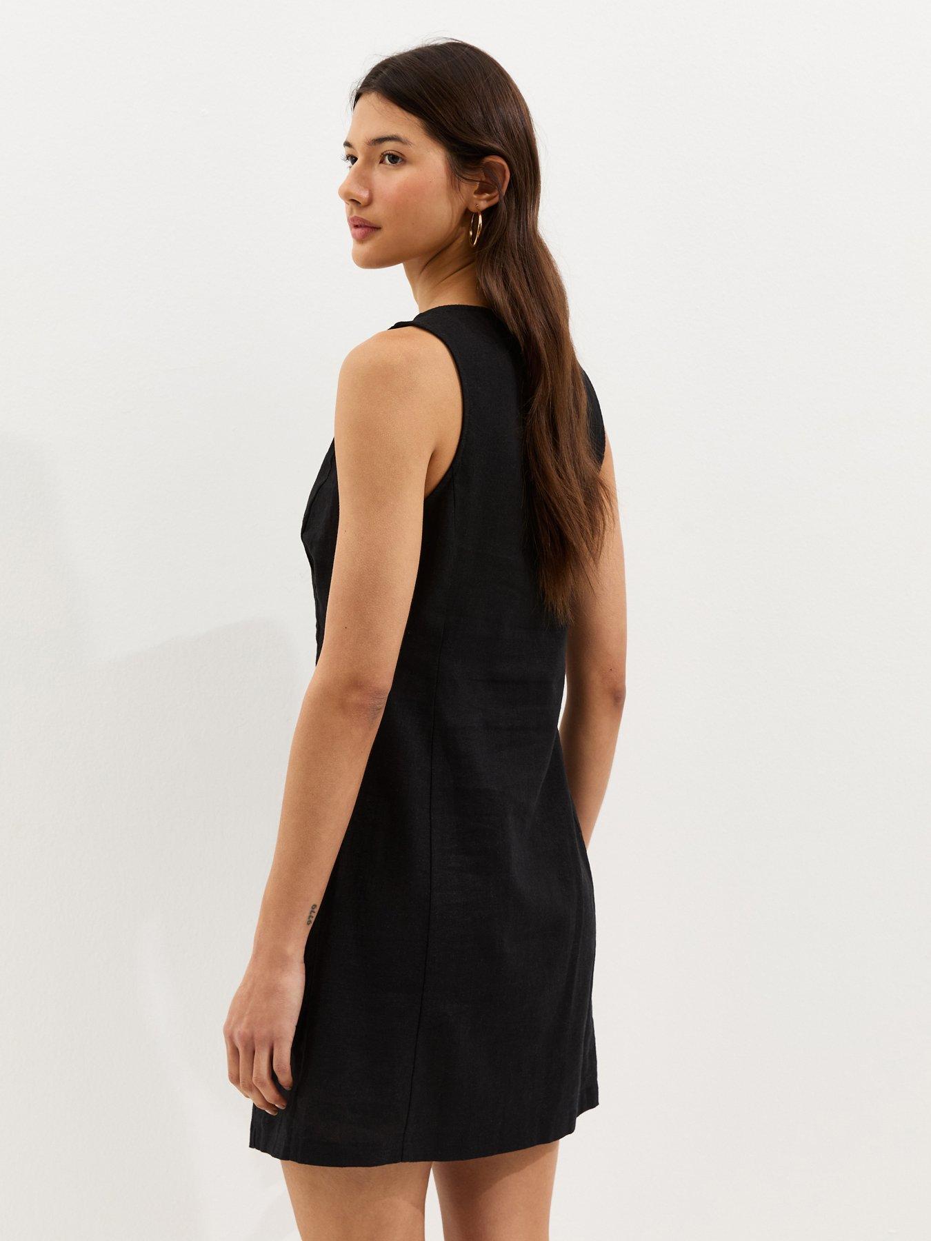 new-look-linen-blend-button-through-mini-dress-blackstillFront