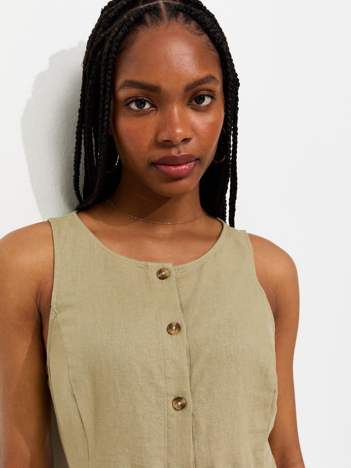 new-look-linen-blend-button-through-mini-dress-light-khakioutfit