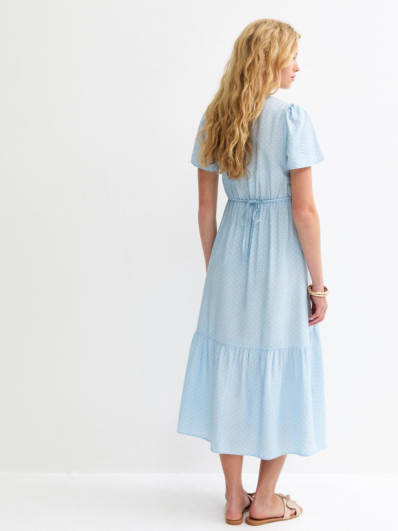 new-look-blue-polka-dot-tiered-midi-tea-dressstillFront