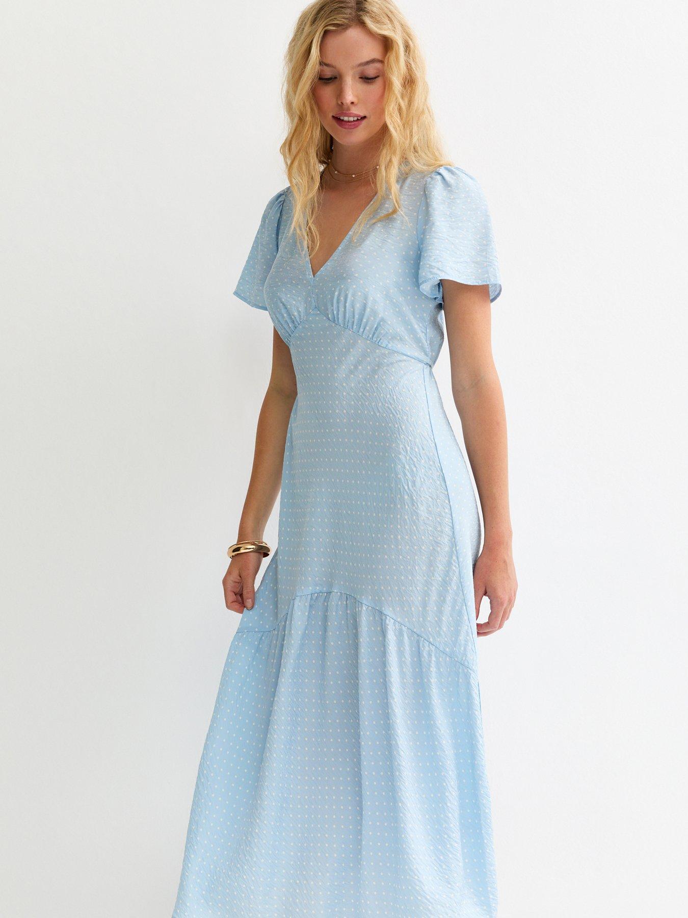 new-look-blue-polka-dot-tiered-midi-tea-dressback